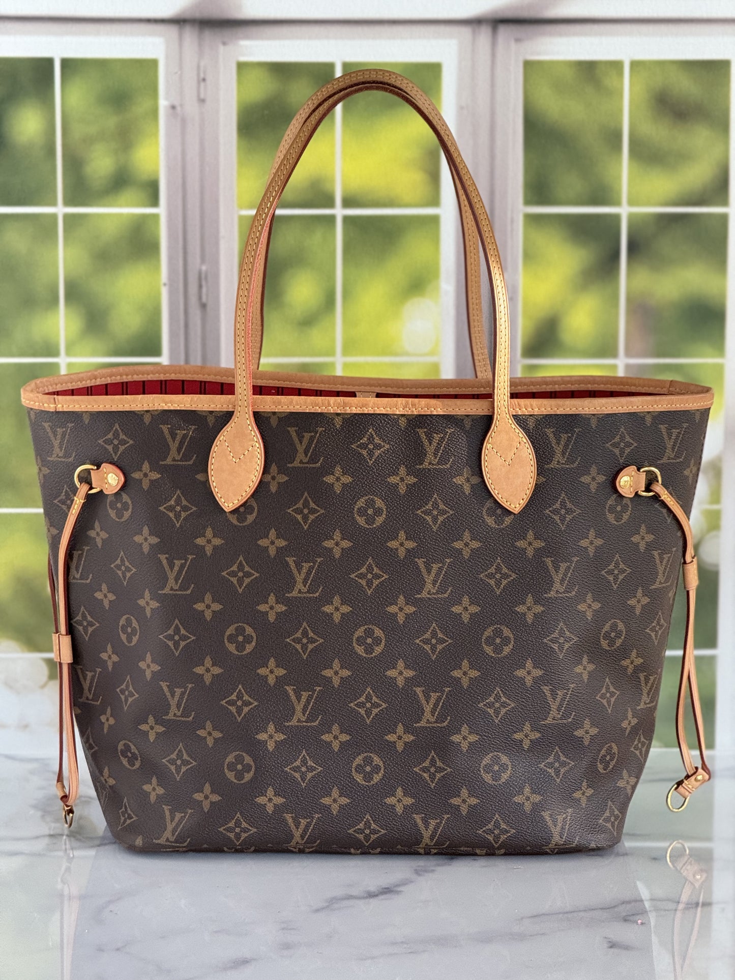 CA2109 Pre-Owned Louis Vuitton Neverful Mm size monogram