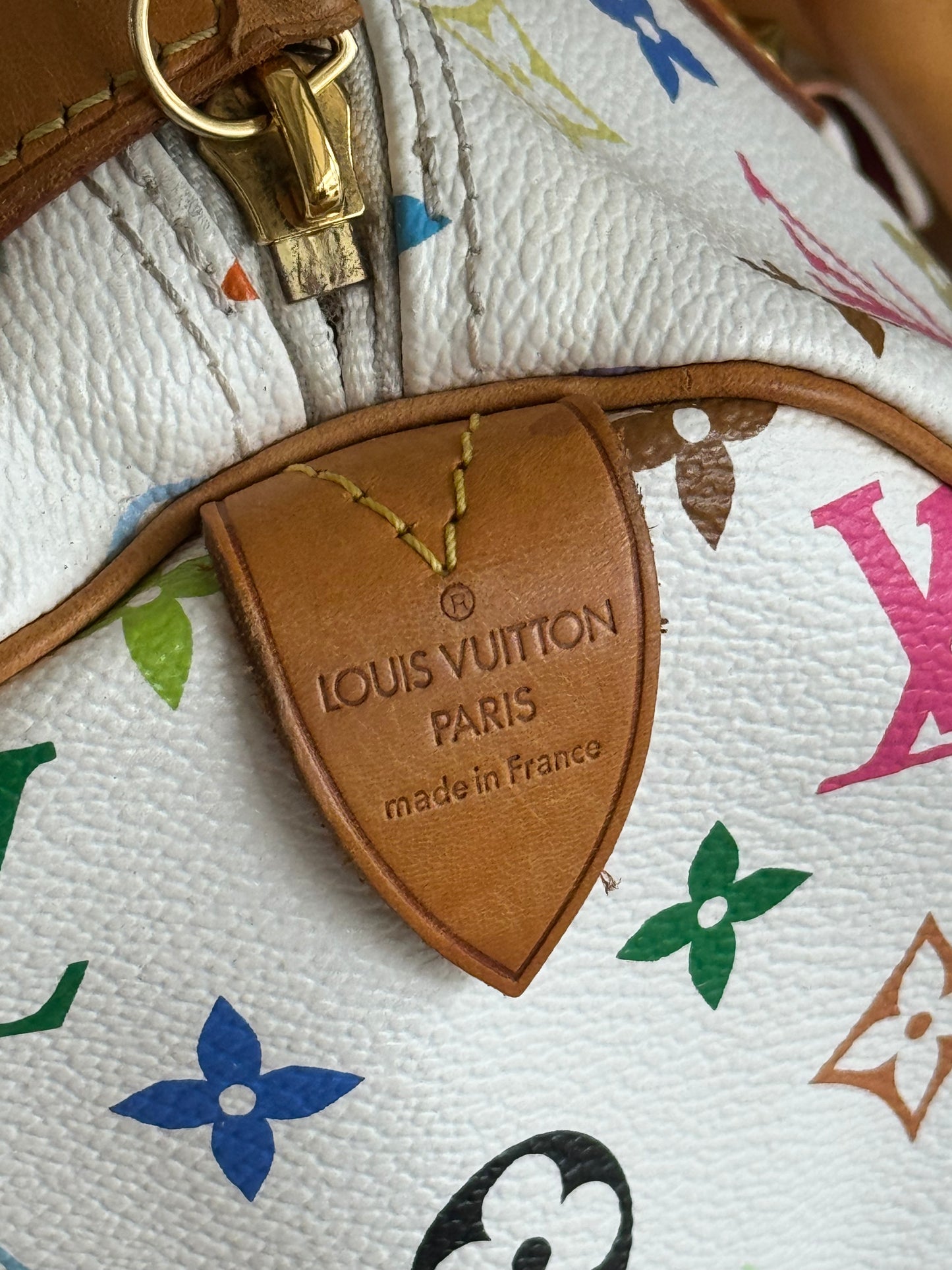 Pre-Owned Louis Vuitton Multicolor Speedy White