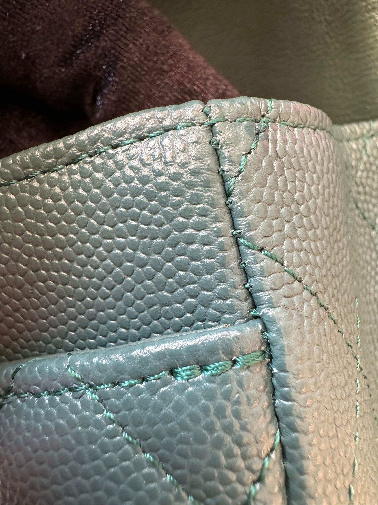 Preowned Chanel Small Caviar Iridescent Green