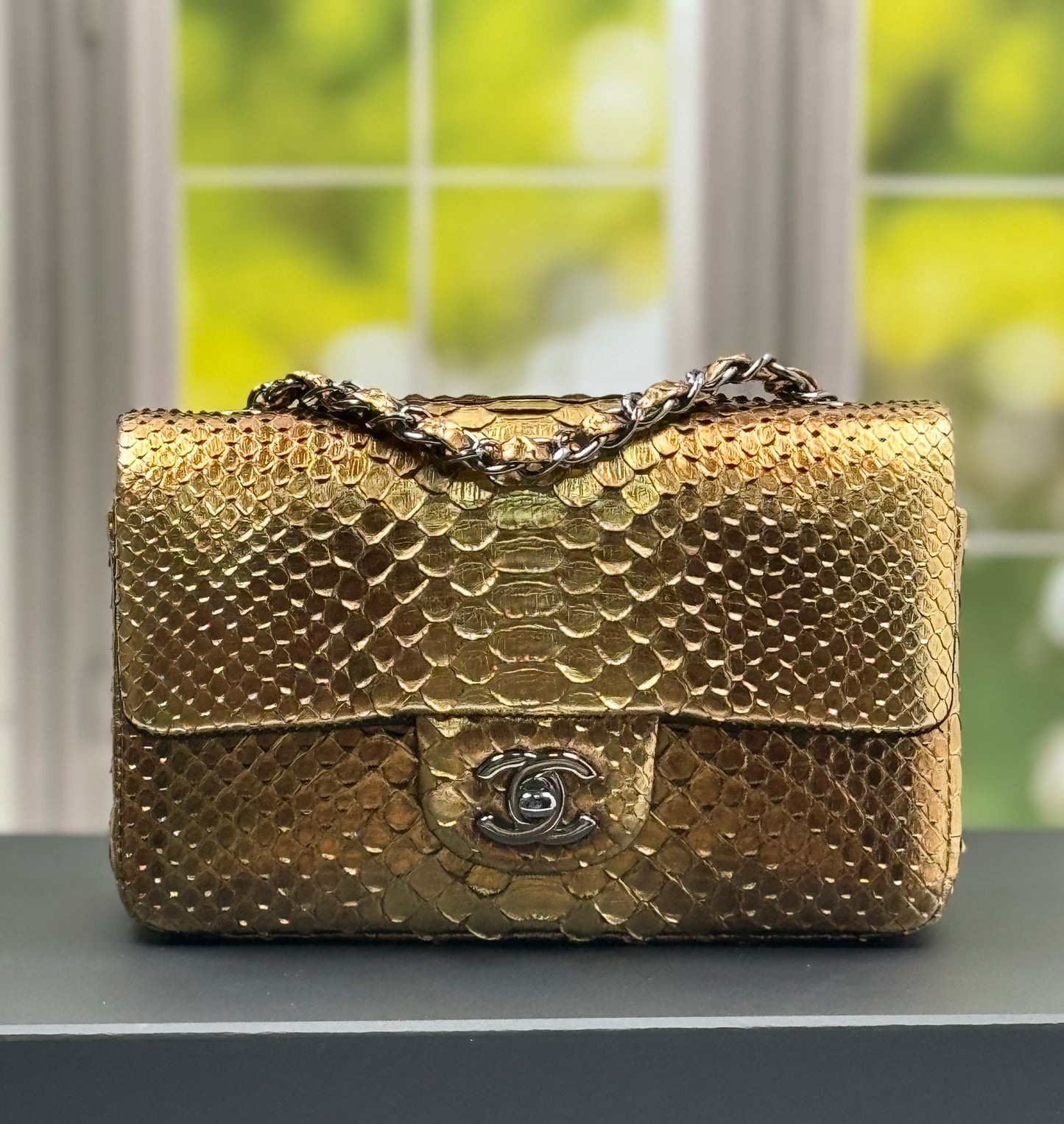 13B/Fall-Winter 2013 Act I SC-A69900 Chanel Timeless Classic Mini Rectangular Flap Golden Python/  MR - Metal Ruthenium (Polished) Hardware/ Suede Leather Interior Lining (SN 18457319)