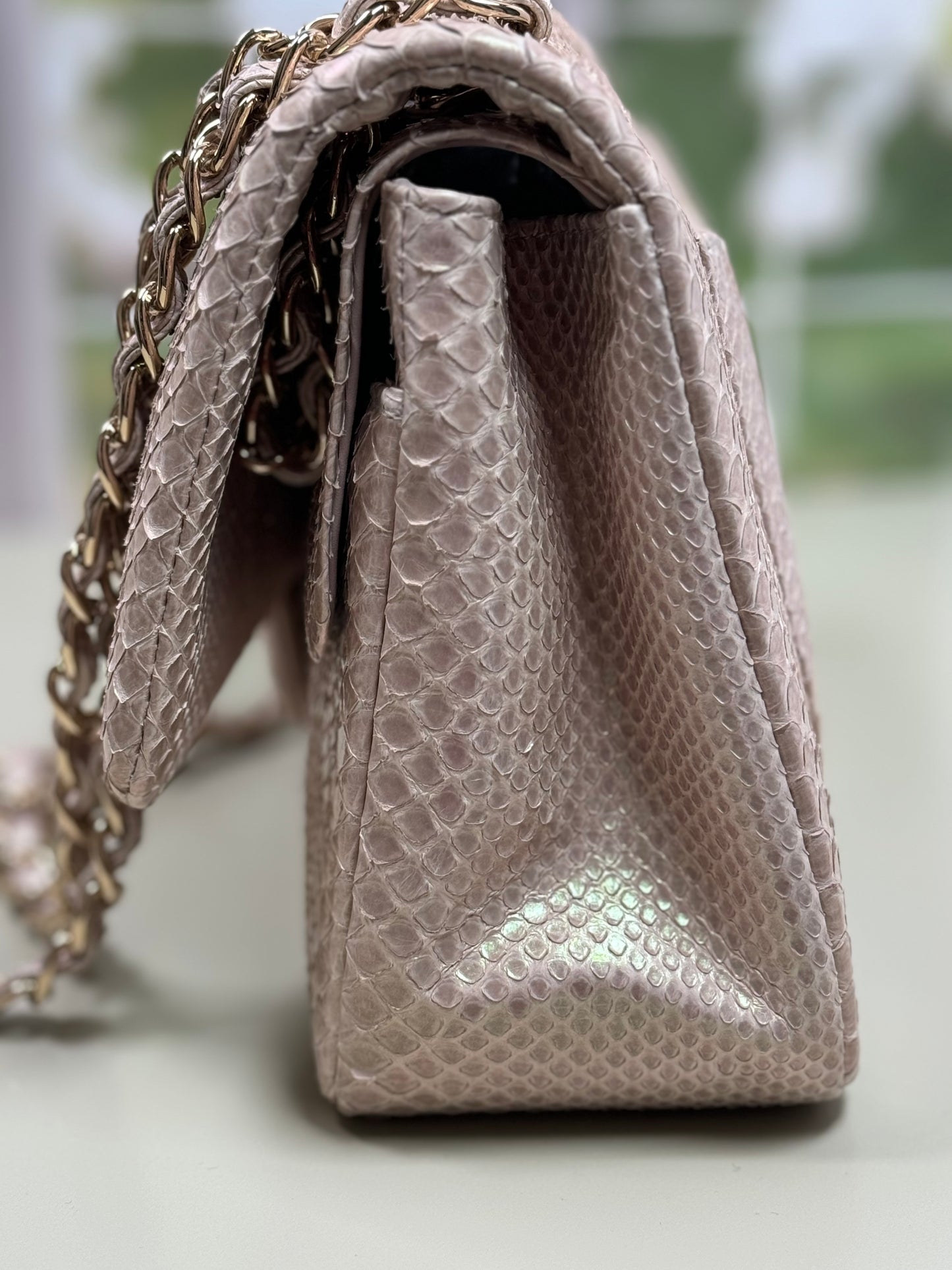 Preowned Chanel Jumbo Python GHW