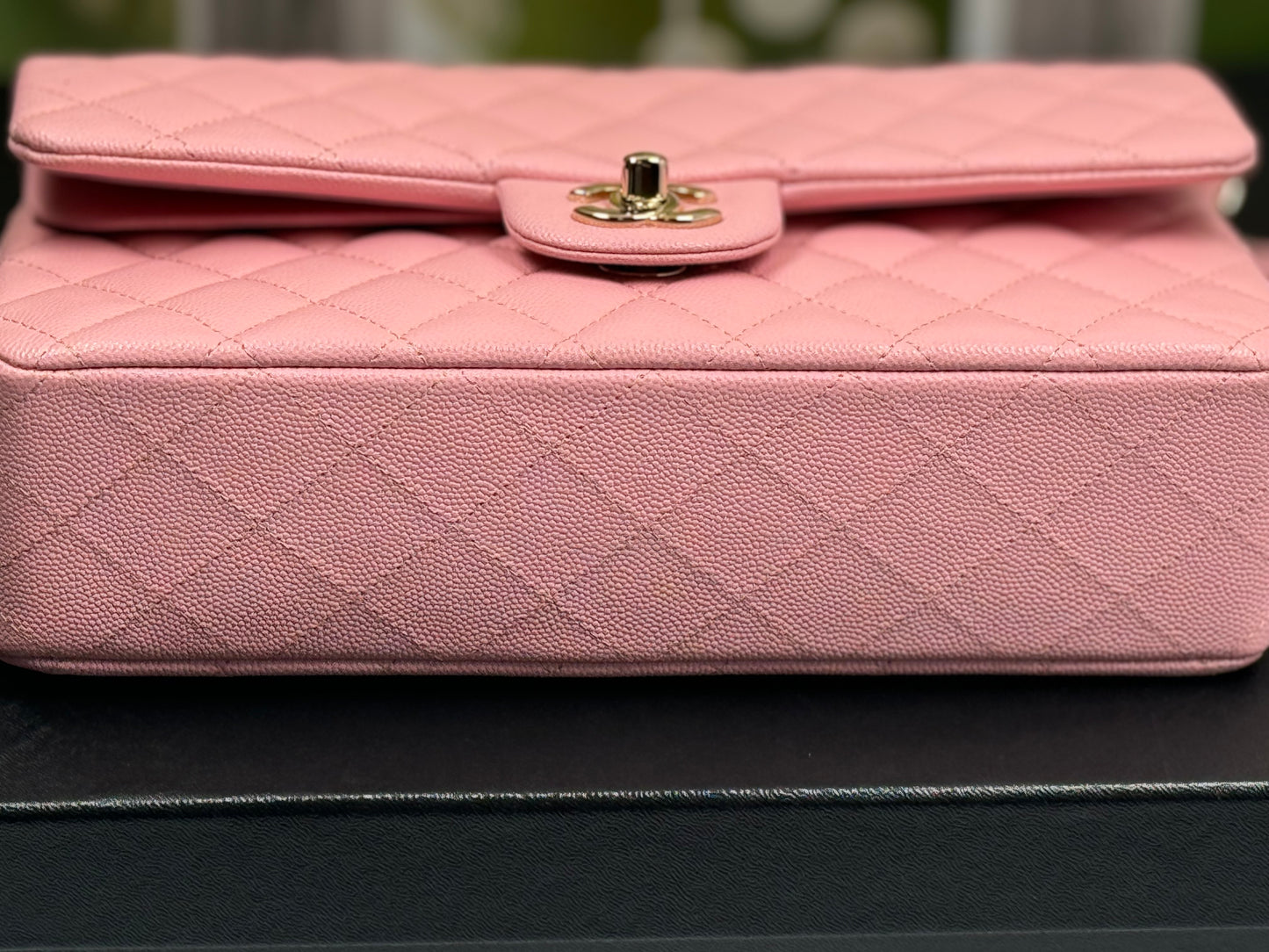 Preowned Chanel Classic Flap 22C Pink Grained Caviar