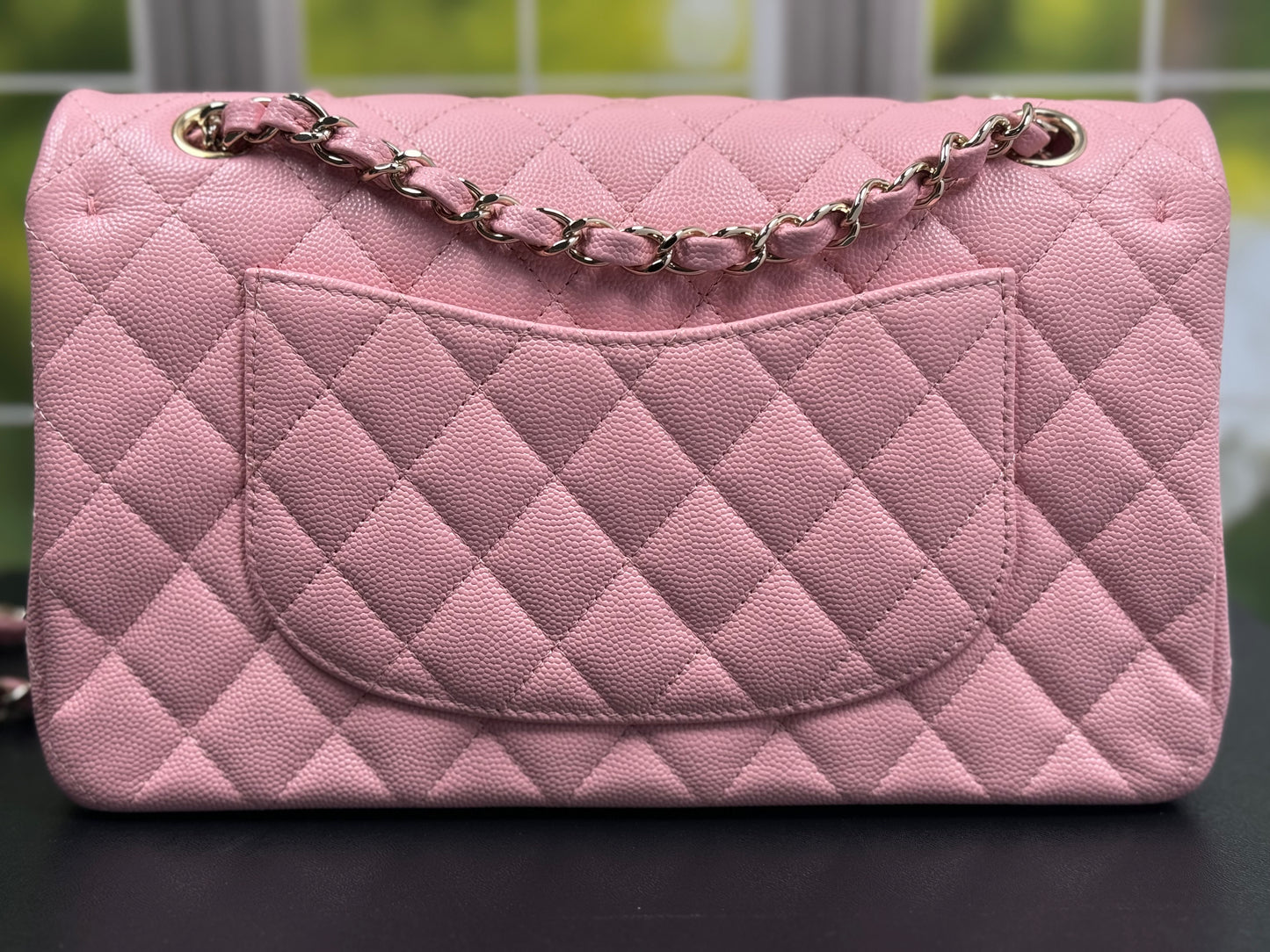 Preowned Chanel Classic Flap 22C Pink Grained Caviar