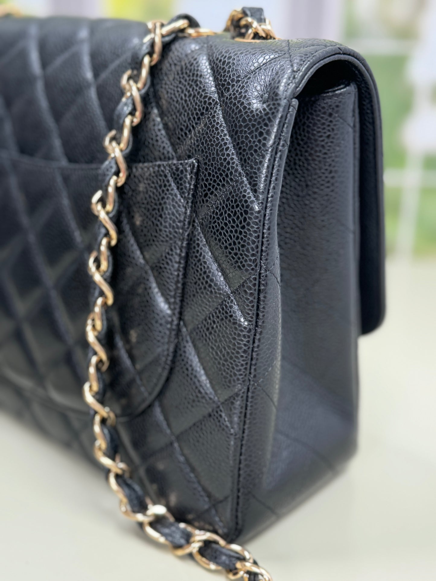 Preowned Chanel Jumbo Single Flap Caviar GHW