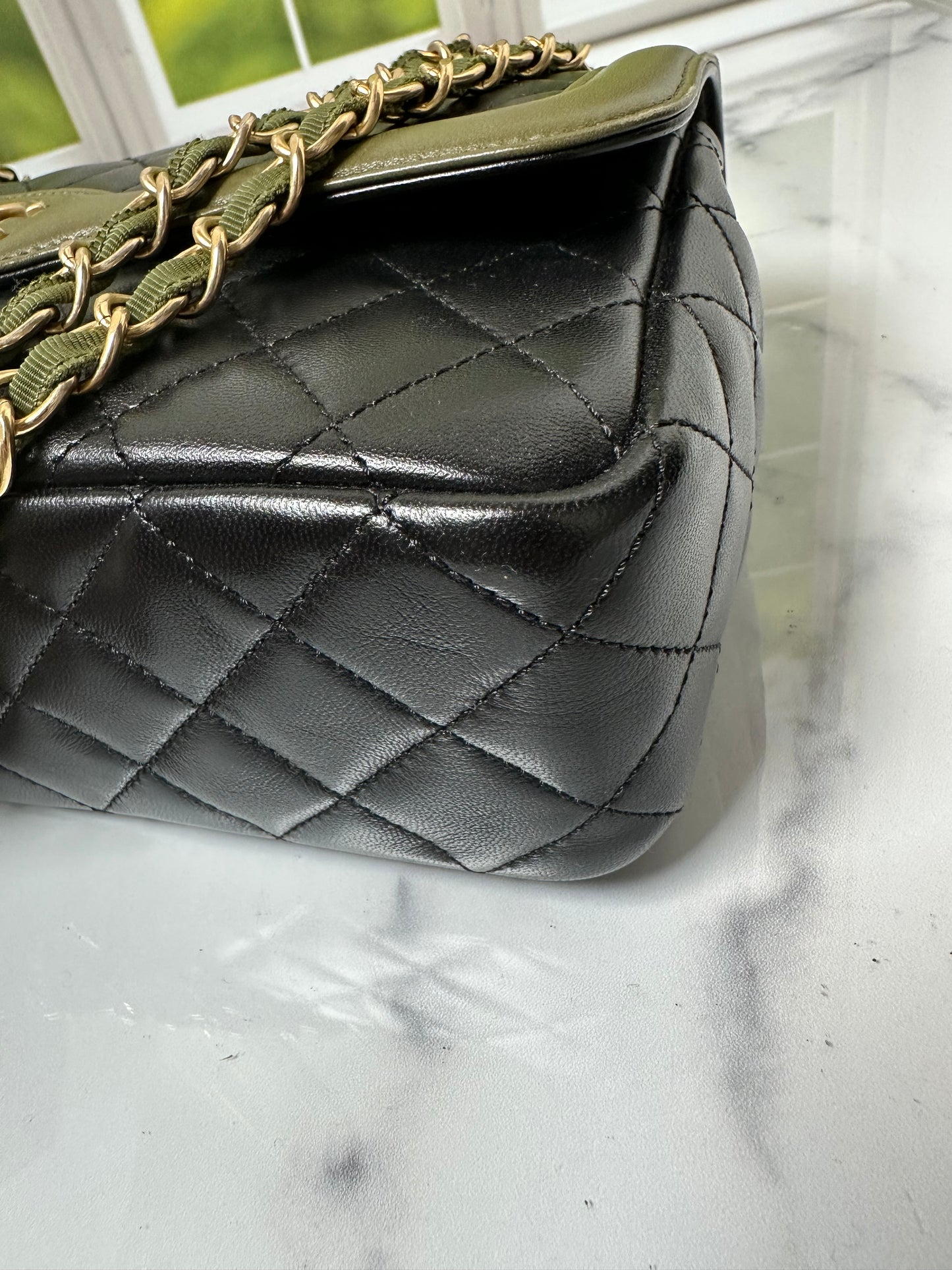 Preowned Chanel Two Toned Flap Bag Quilted Lambskin