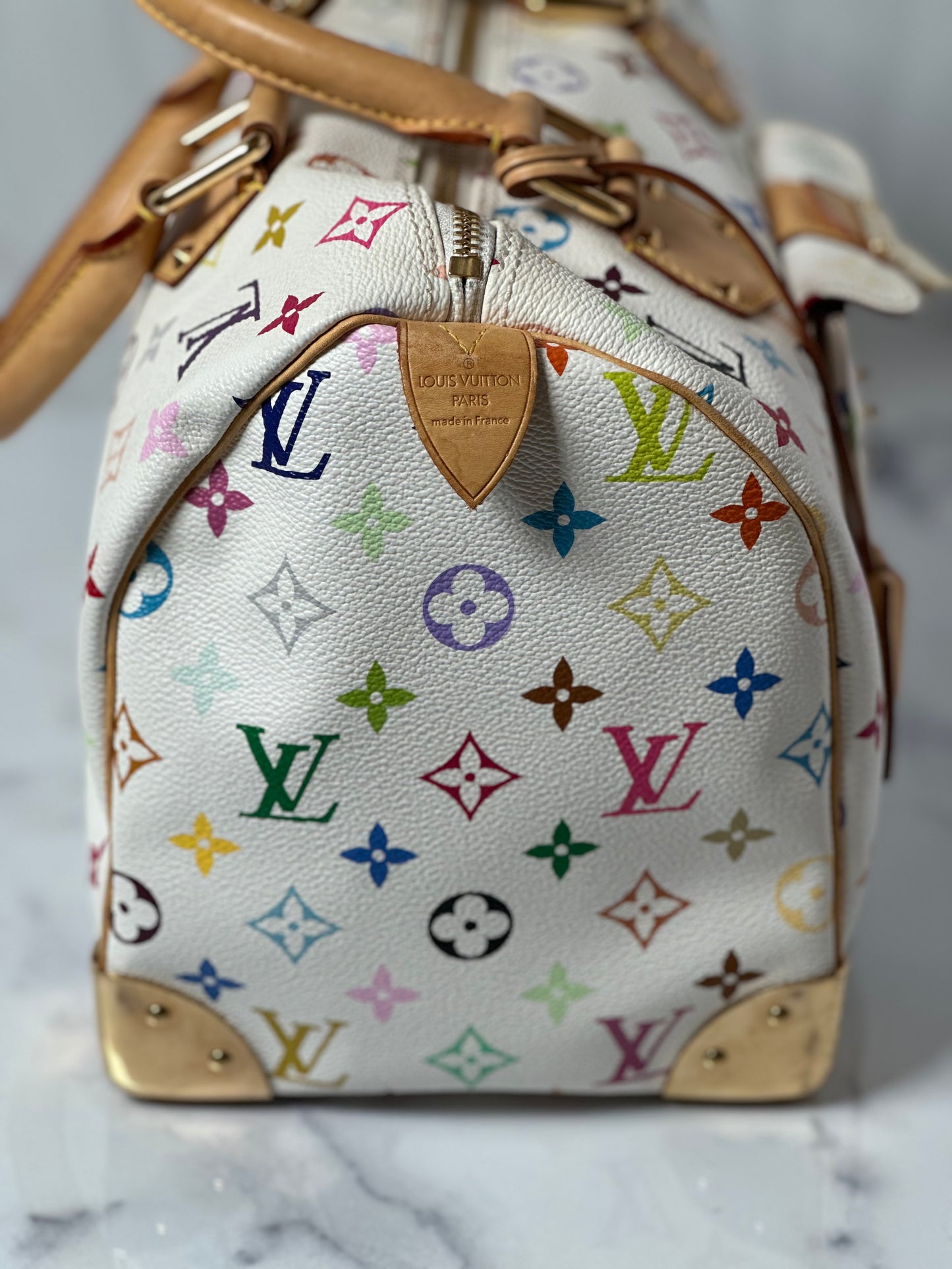 Pre-owned Louis Vuitton Speedy Murakami White