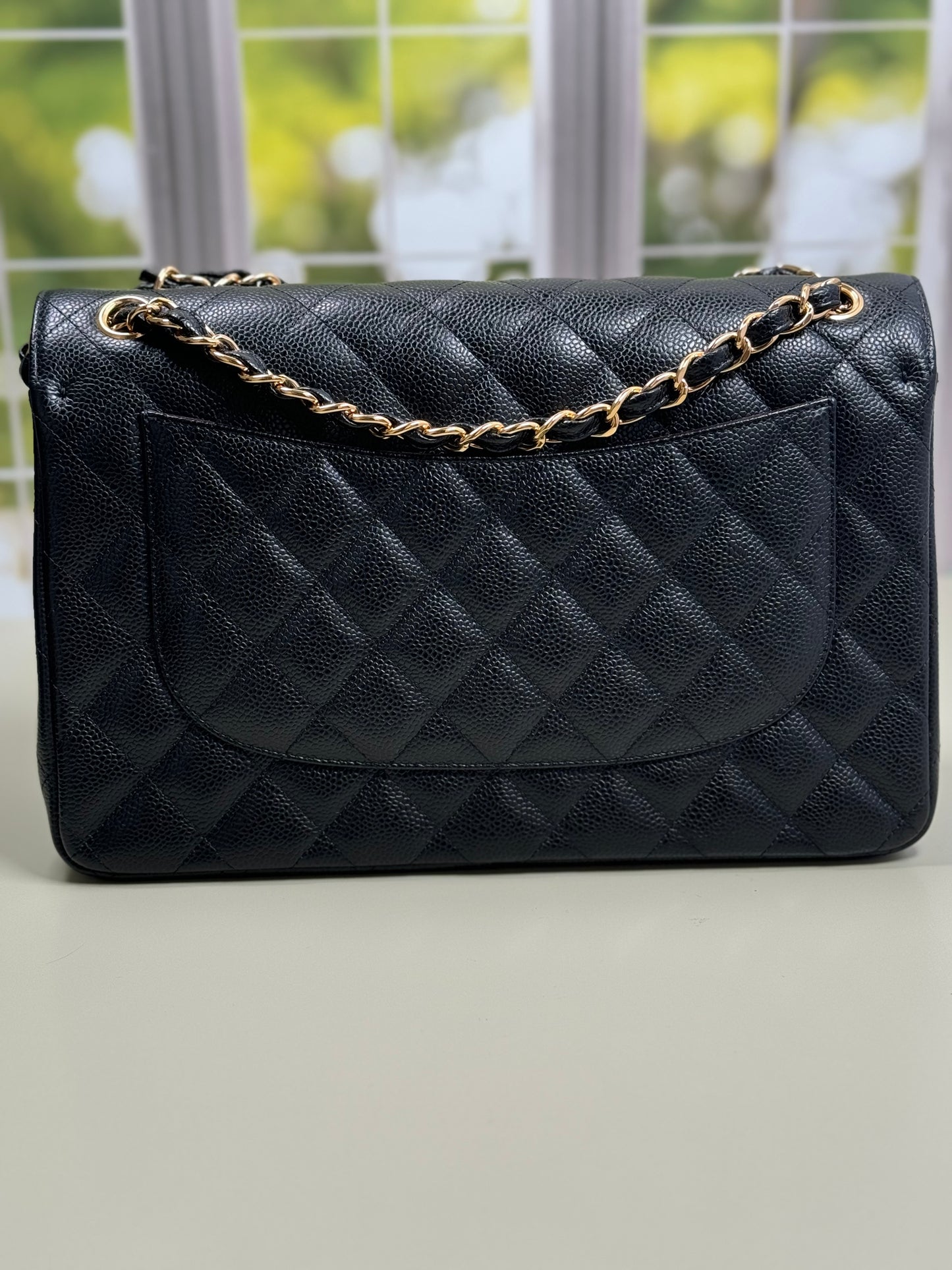 Preowned Chanel Jumbo Classic Flap GHW Caviar