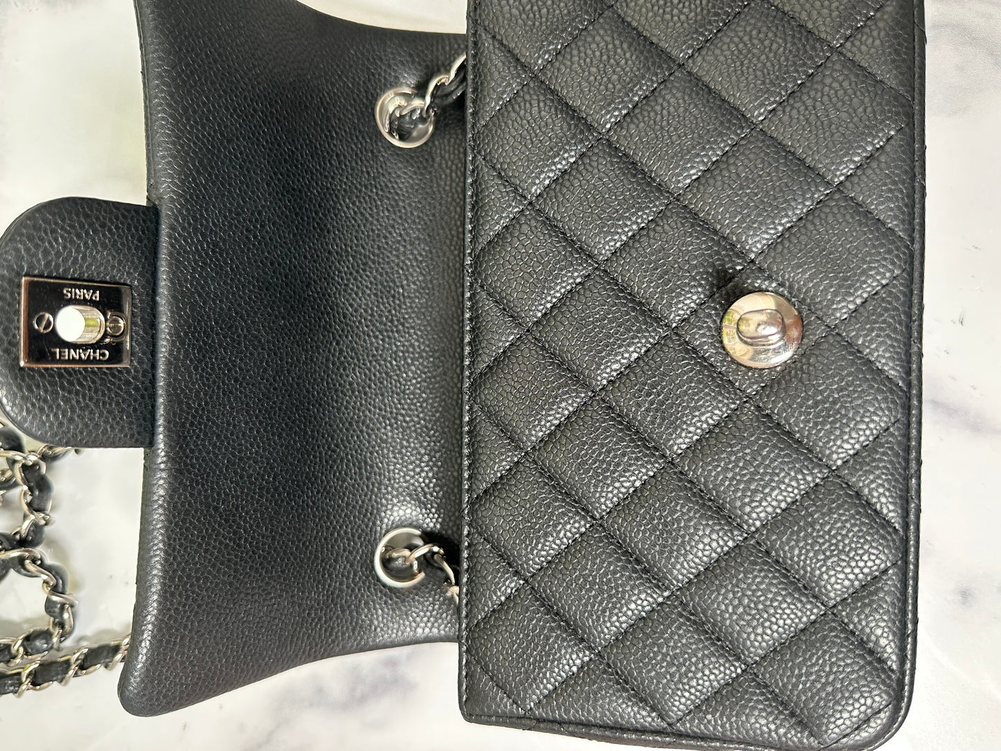 Preowned 15C Chanel Timeless Mini Rectangular Classic Flap Black Soft Caviar SHW SN 20621278