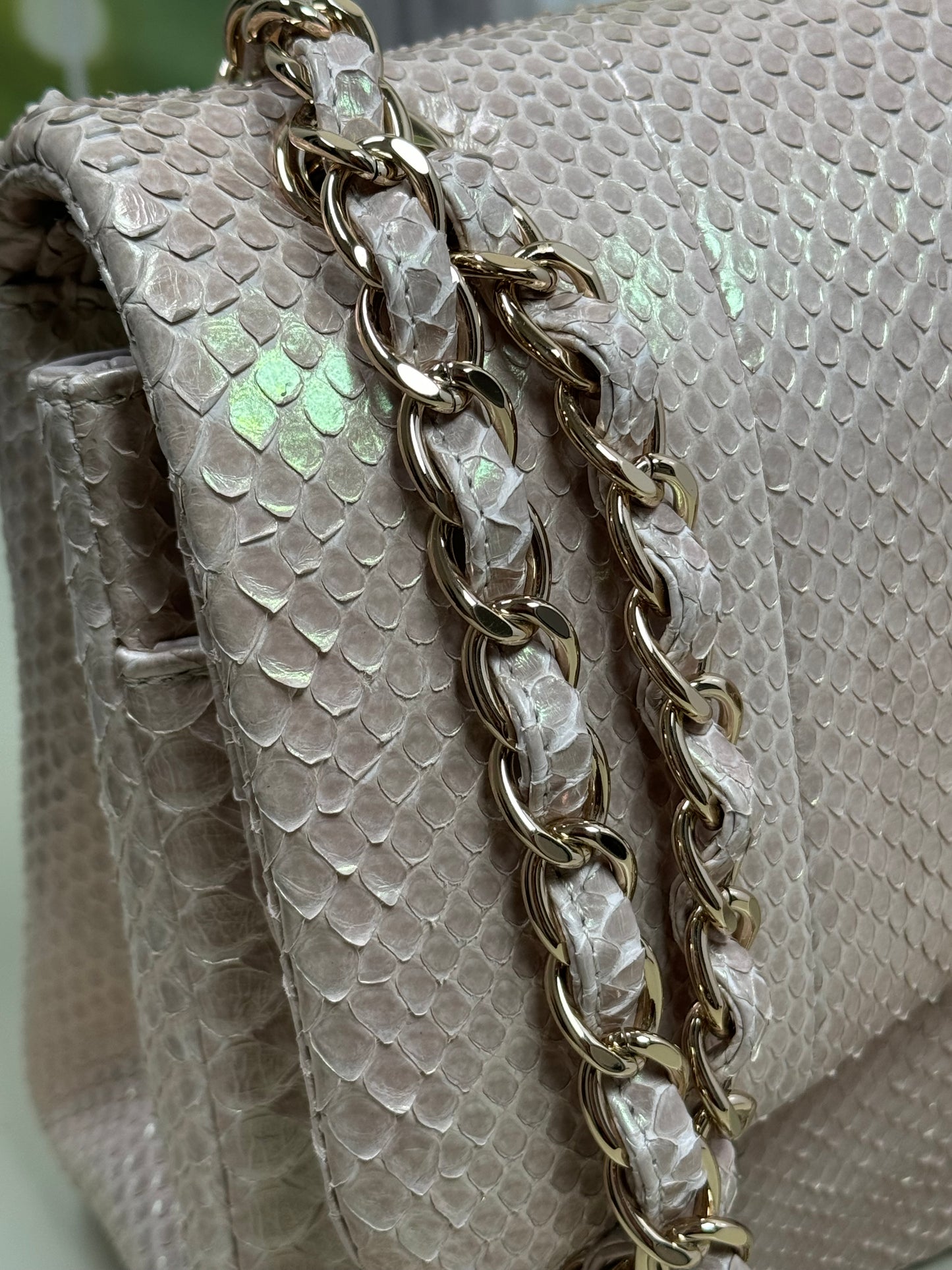 Preowned Chanel Jumbo Python GHW