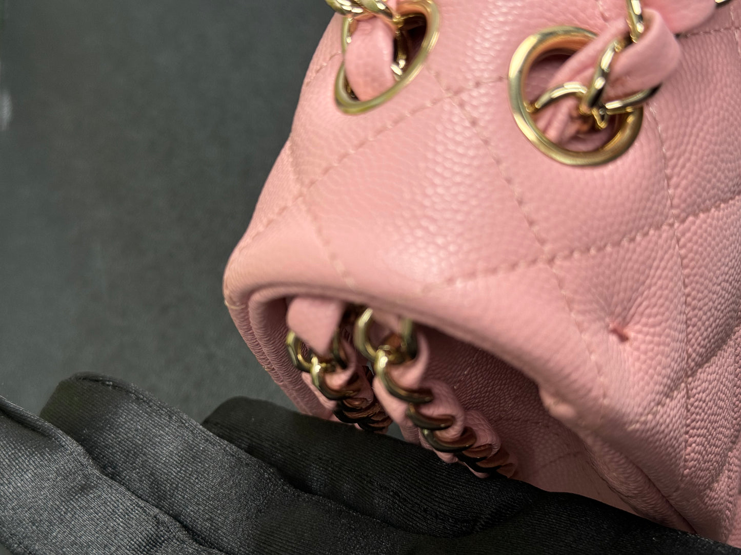 Preowned Chanel Classic Flap 22C Pink Grained Caviar