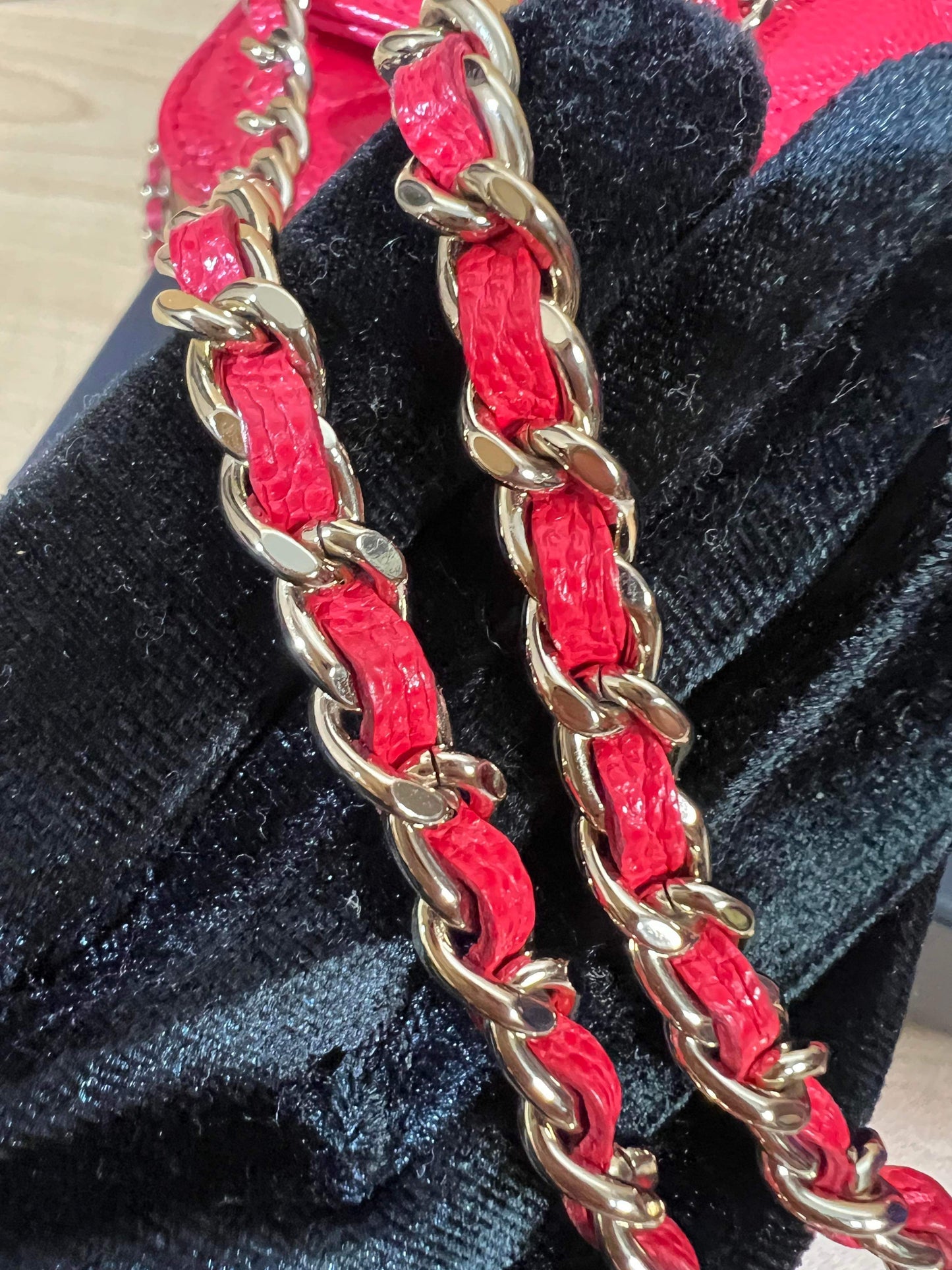 20C/Cruise 2020 SC-A33814 Chanel Timeless Classic Wallet on Chain WOC Quilted Red Caviar Caviar MSHLG/Metal Shiny Light Gold Hardware SN 28959065