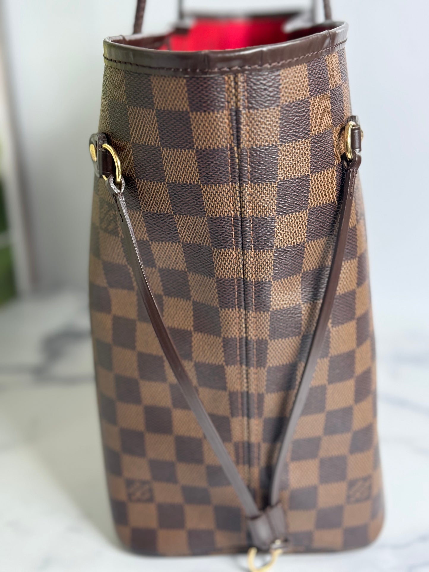 Preowned Louis Vuitton Neverful MM Size Damier Ebene