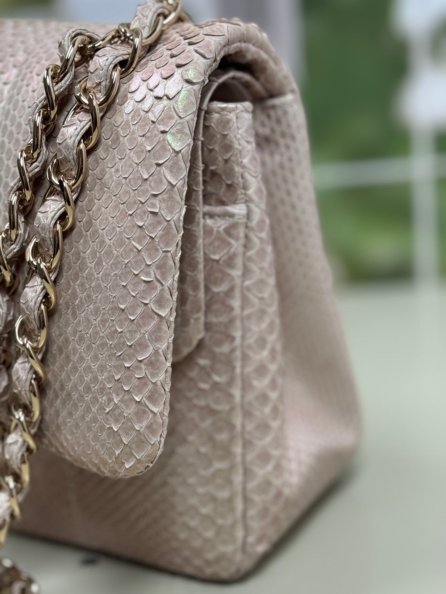 Preowned Chanel Jumbo Python GHW