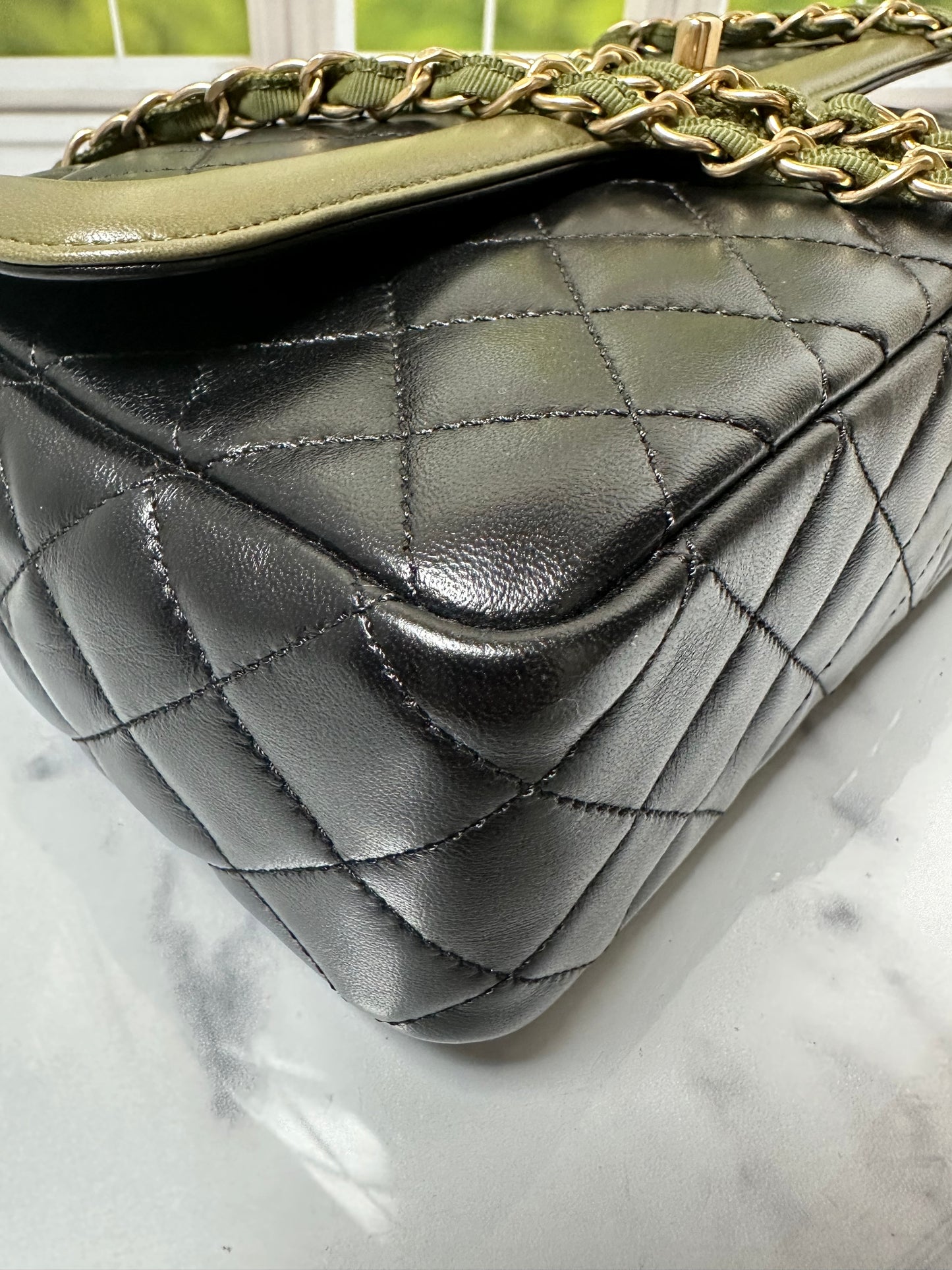 Preowned Chanel Two Toned Flap Bag Quilted Lambskin