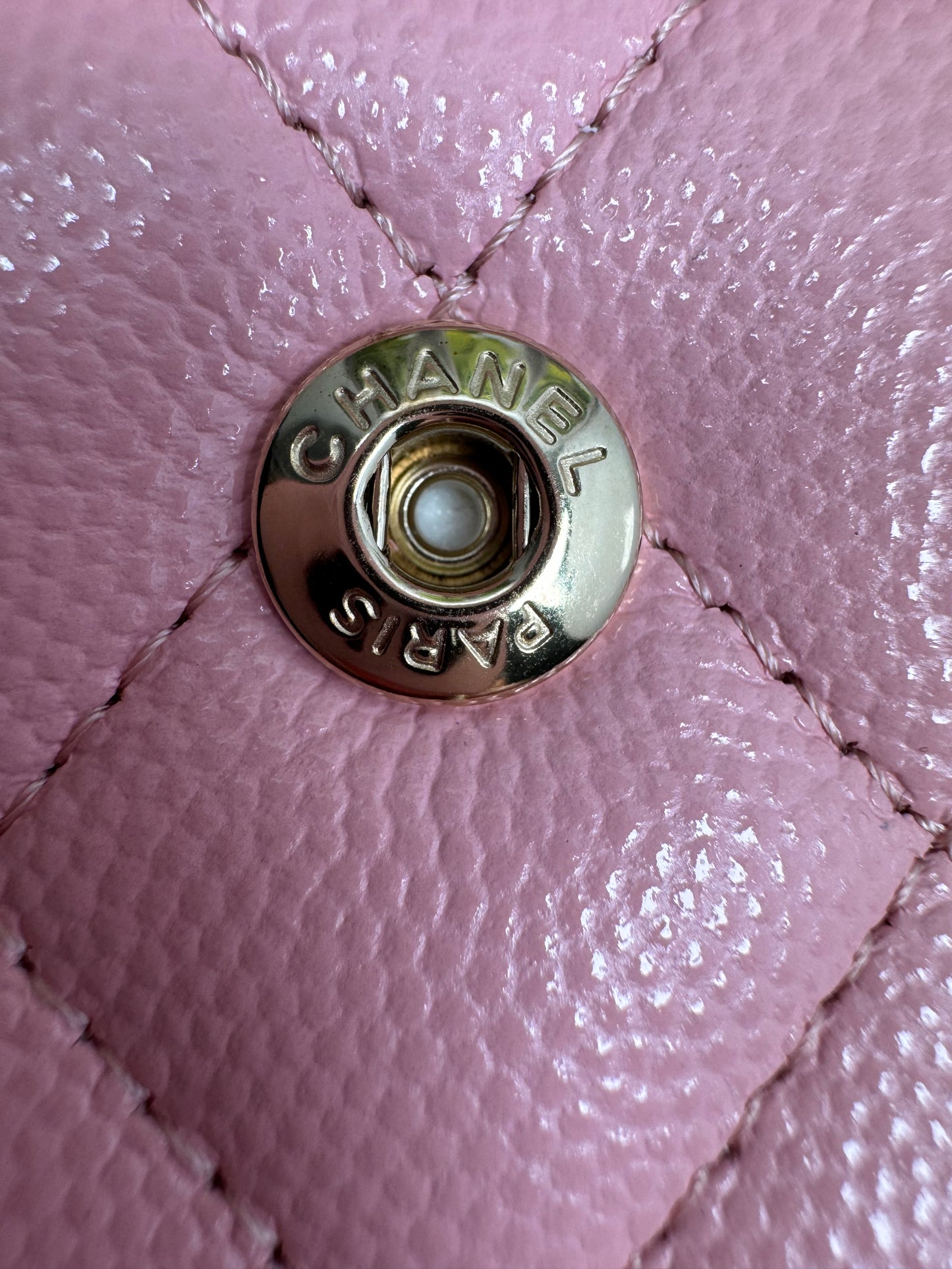 Preowned Chanel Classic Flap 22C Pink Grained Caviar