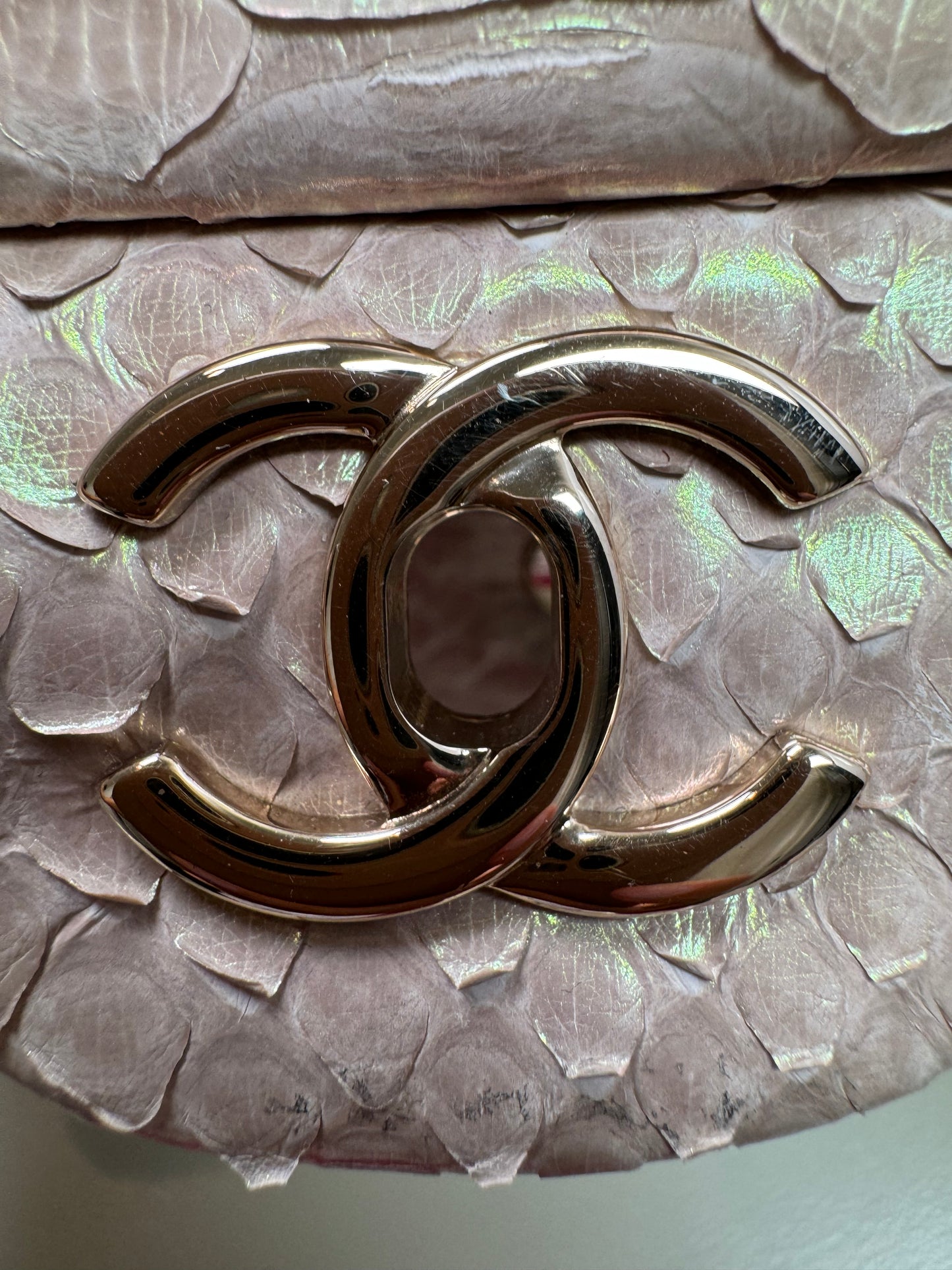 Preowned Chanel Jumbo Python GHW