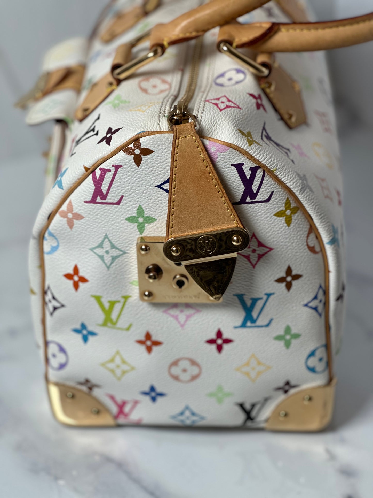 Pre-owned Louis Vuitton Speedy Murakami White