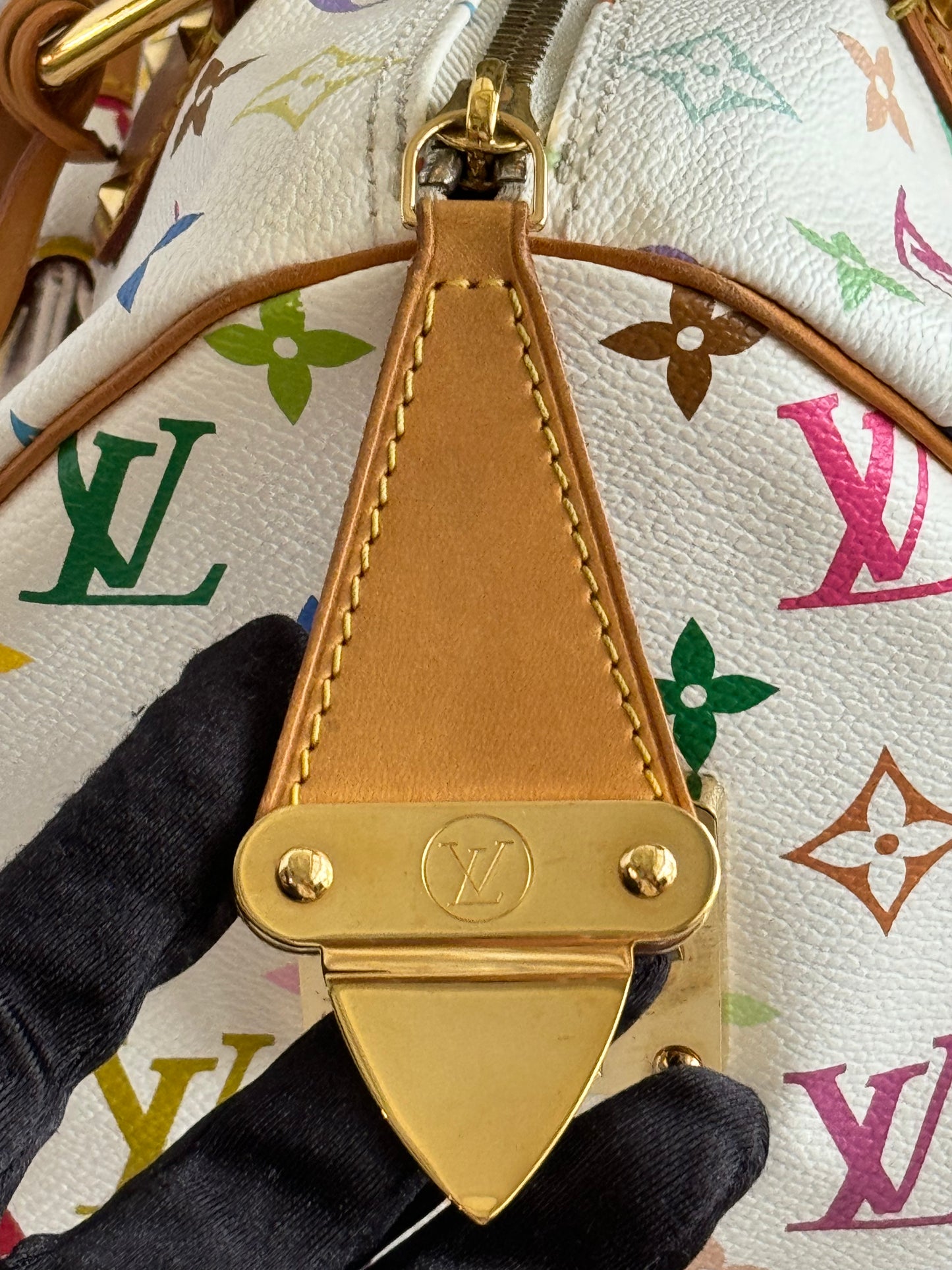 Pre-Owned Louis Vuitton Multicolor Speedy White