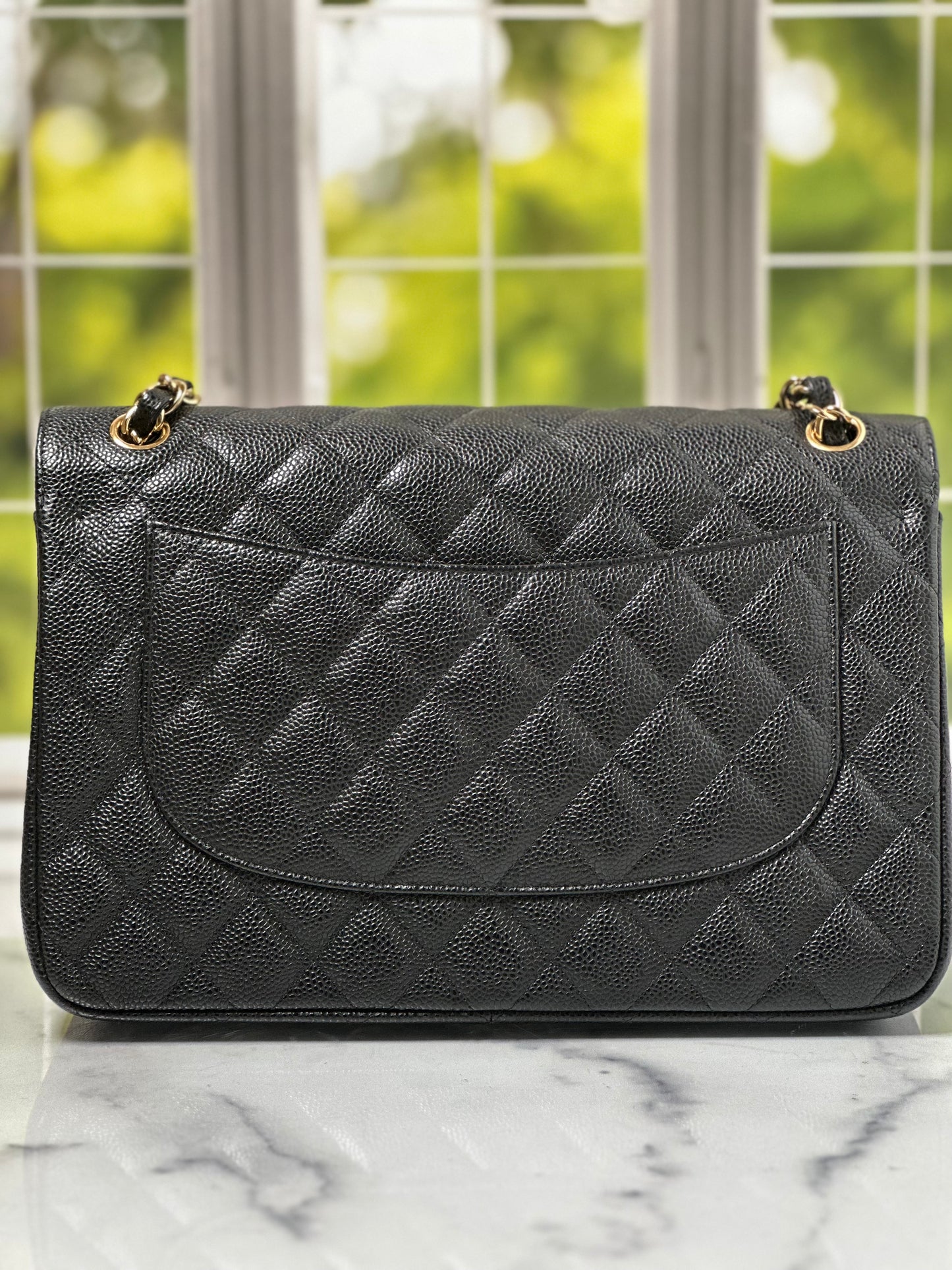 Preowned Chanel Classic Double Flap Quilted Caviar Leather GHW 14697007