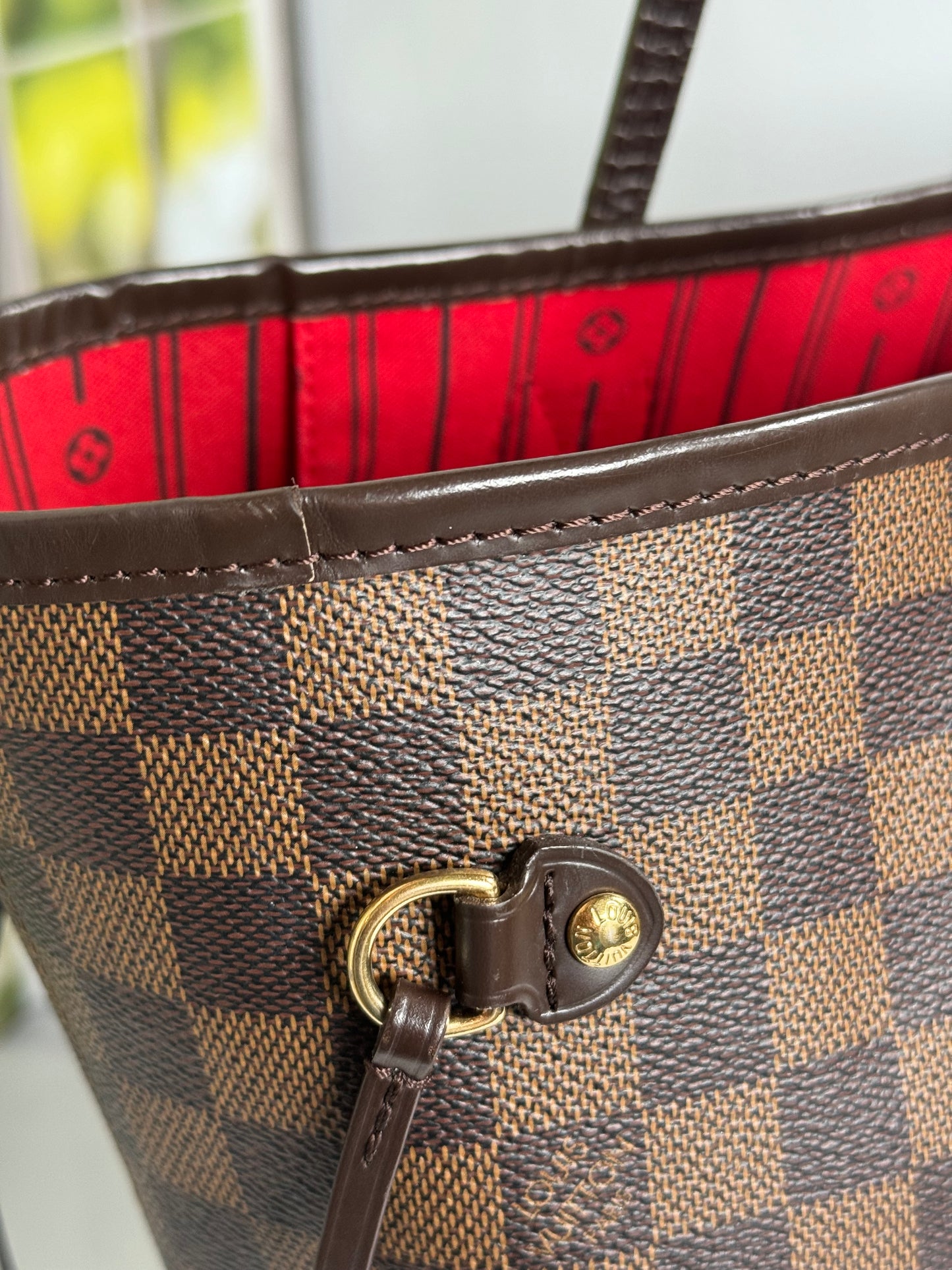 Preowned Louis Vuitton Neverful MM Size Damier Ebene