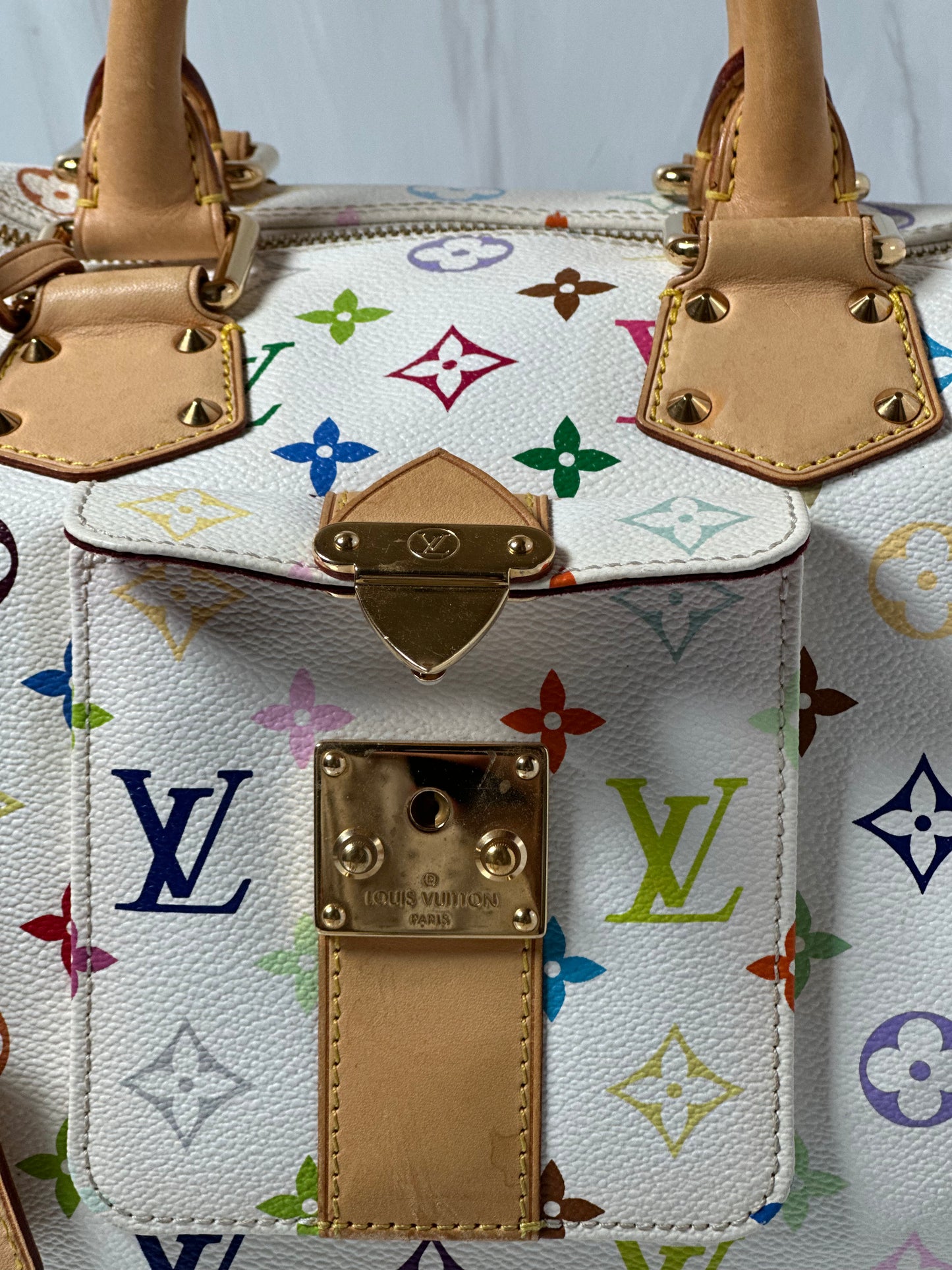 Pre-owned Louis Vuitton Speedy Murakami White