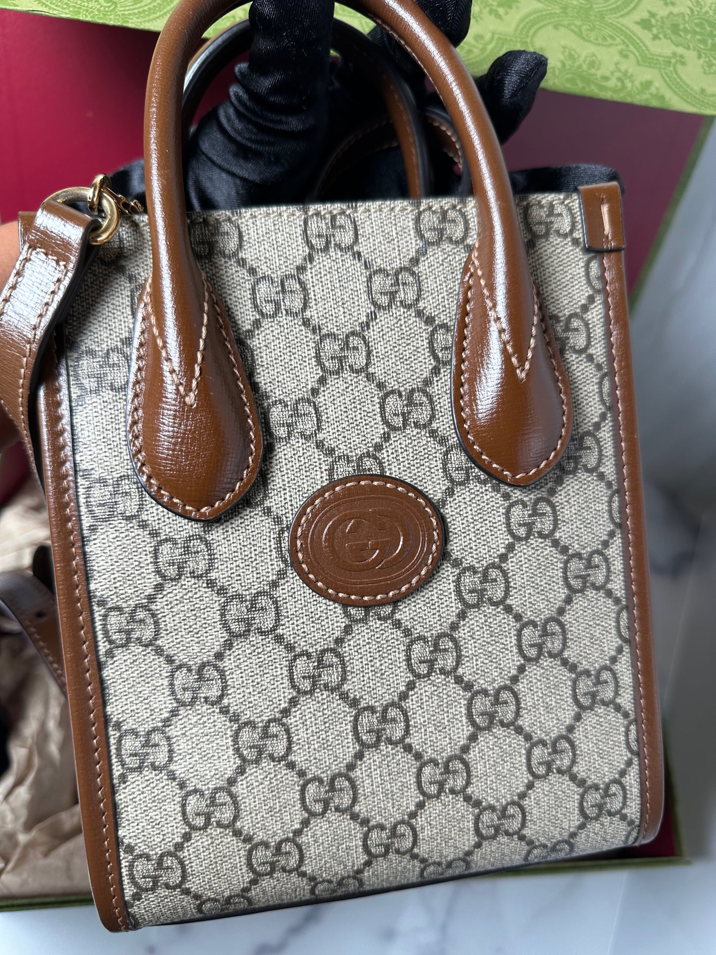 Preowned Gucci Interlocking G Patch Tote Mini