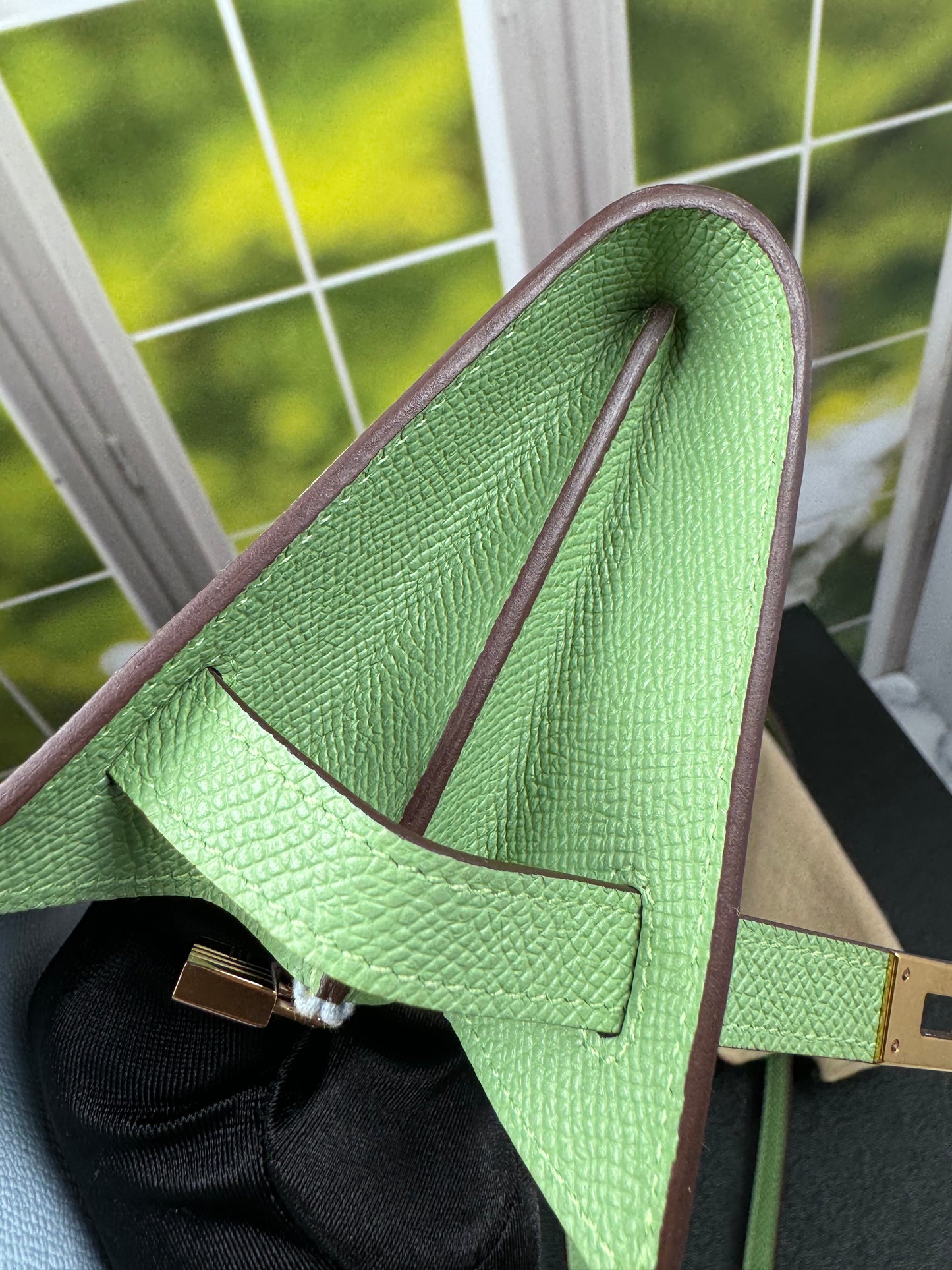 Preowned Hermes Kelly To Go Vert Criquet