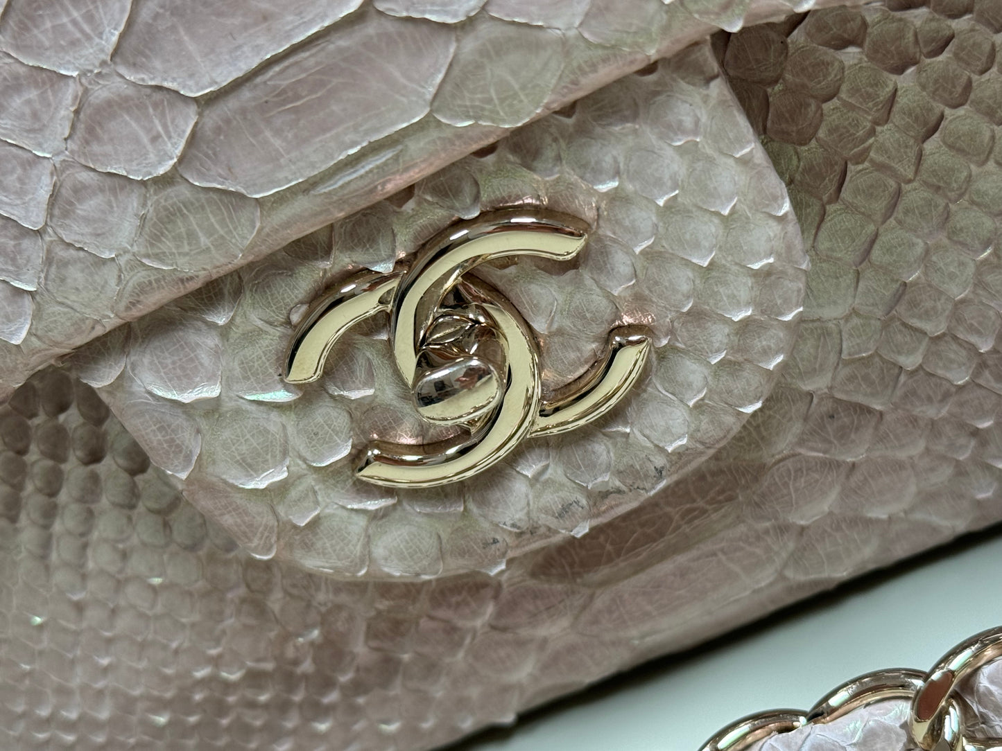 Preowned Chanel Jumbo Python GHW