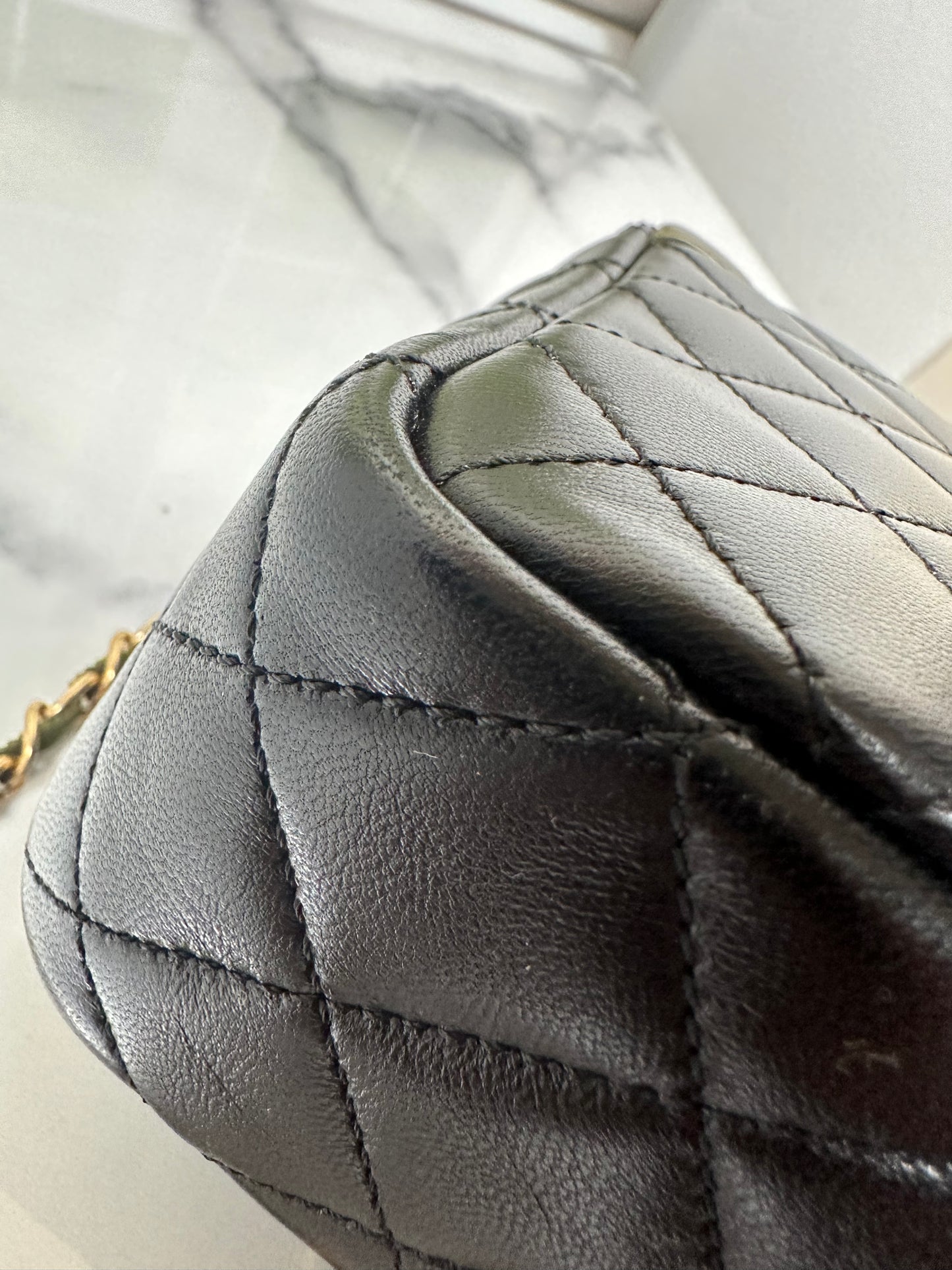 Preowned Chanel Two Toned Flap Bag Quilted Lambskin