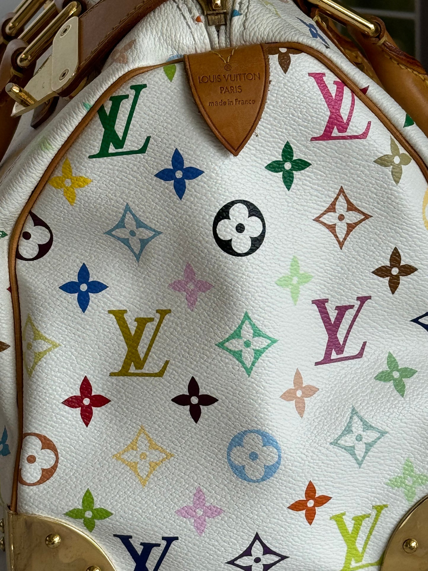 Pre-Owned Louis Vuitton Multicolor Speedy White