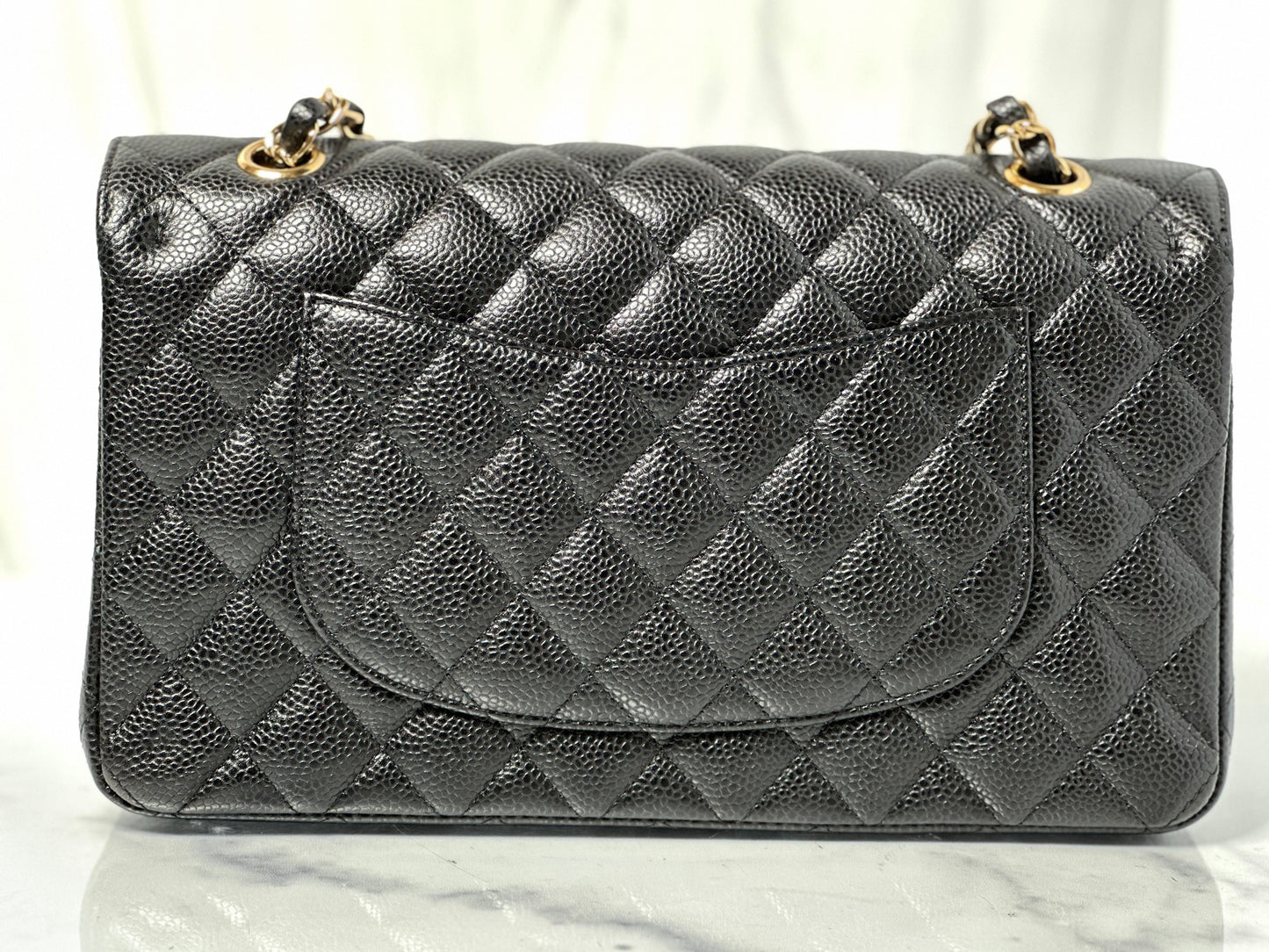 Pre-Owned Chanel Double Flap quilted GHW Caviar Leather