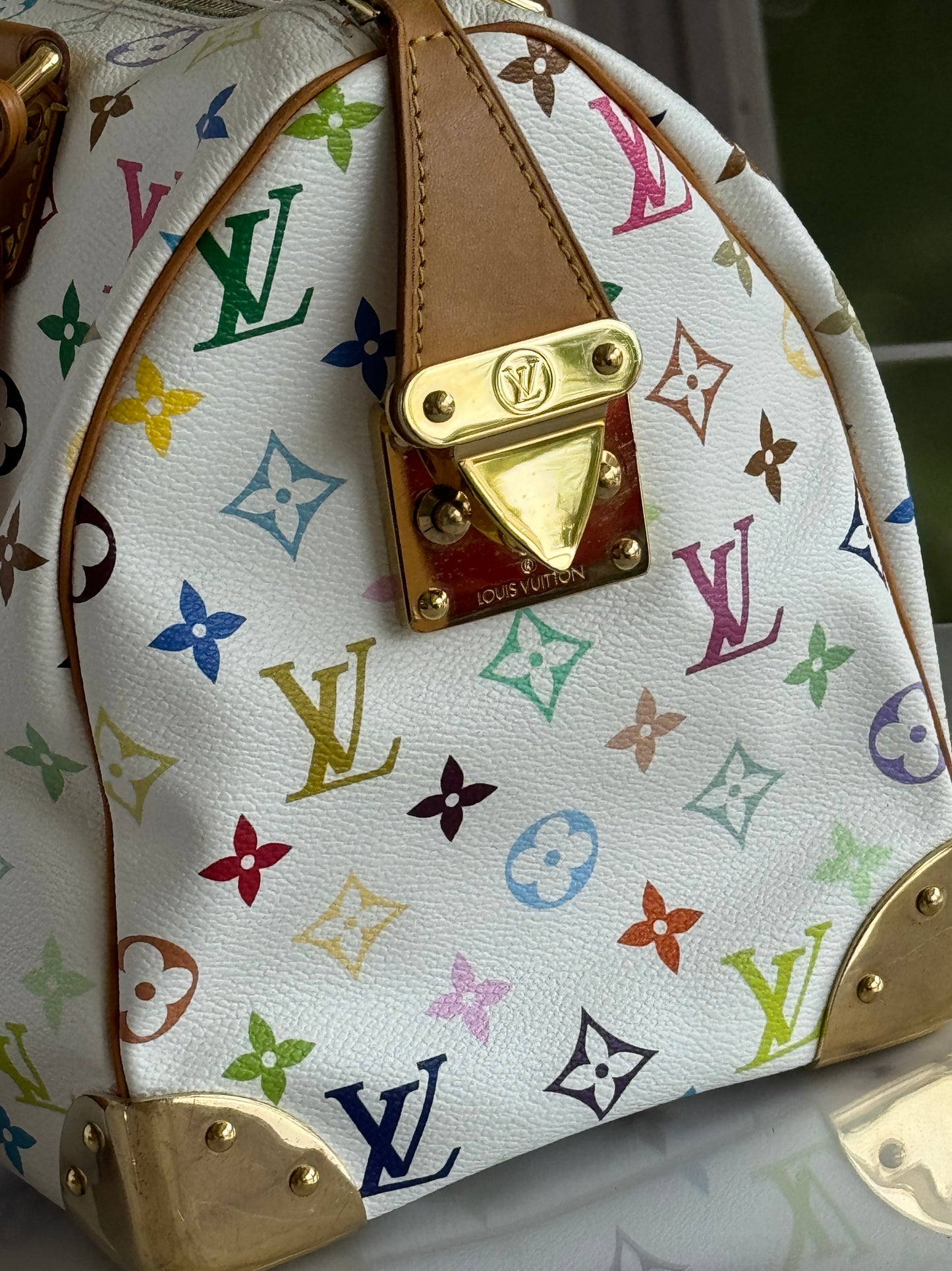 Pre-Owned Louis Vuitton Multicolor Speedy White