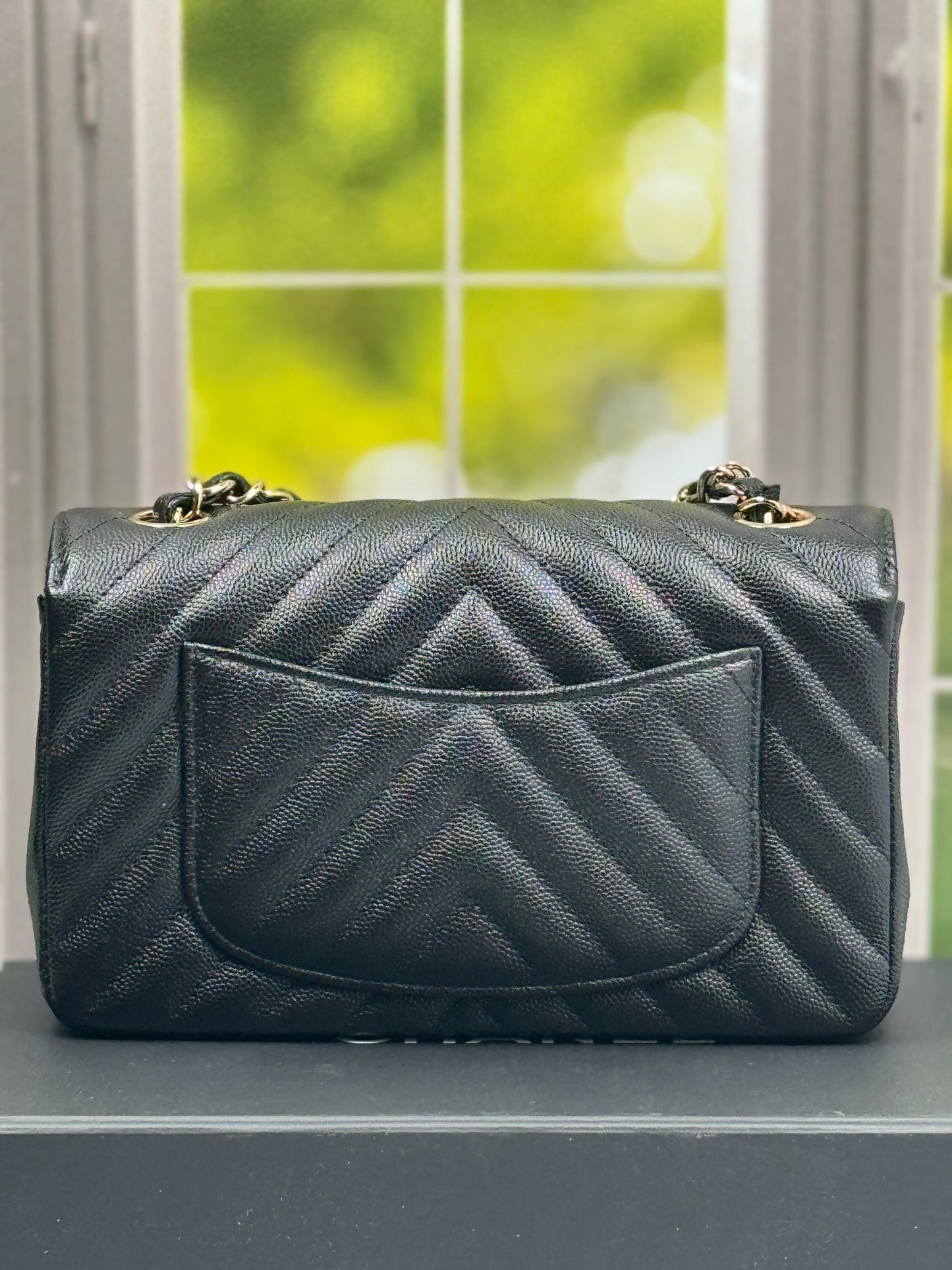 Preowned Chanel 17B Mini Rectangular Chevron GHW