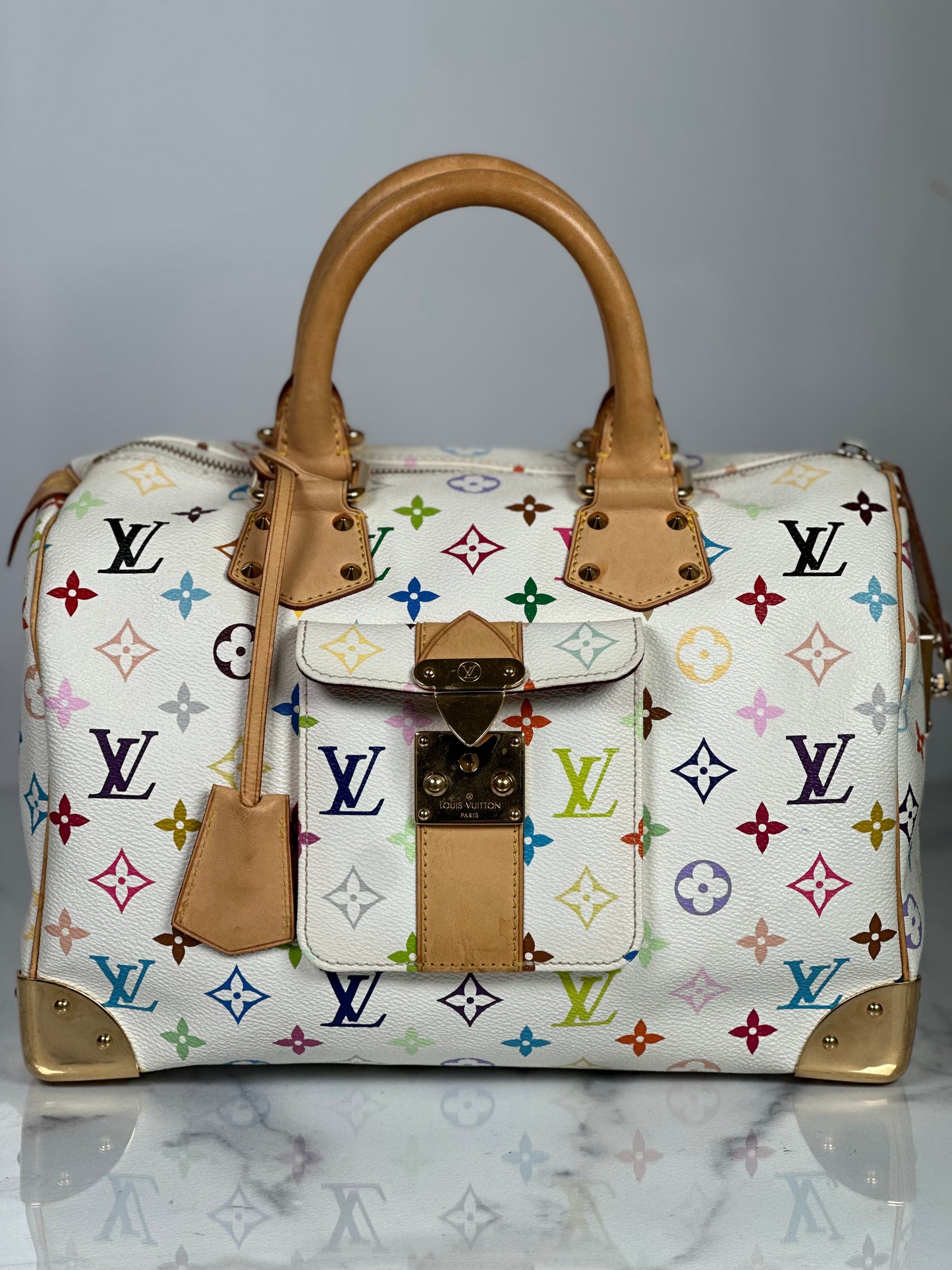 Pre-owned Louis Vuitton Speedy Murakami White