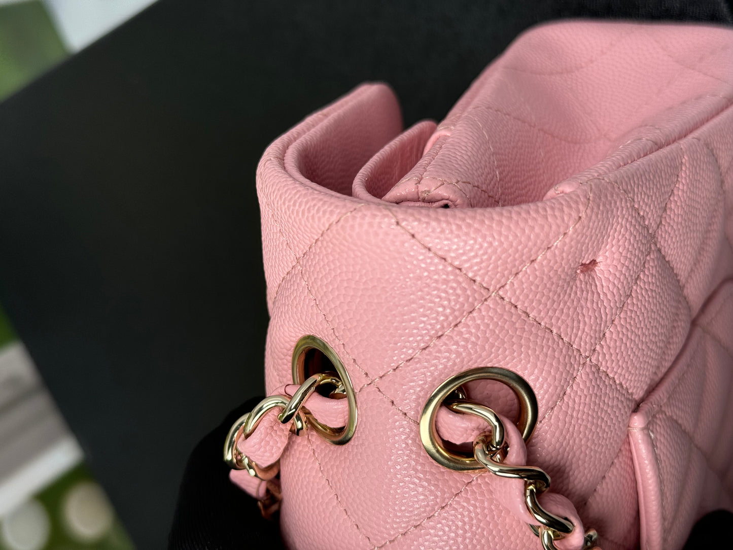 Preowned Chanel Classic Flap 22C Pink Grained Caviar