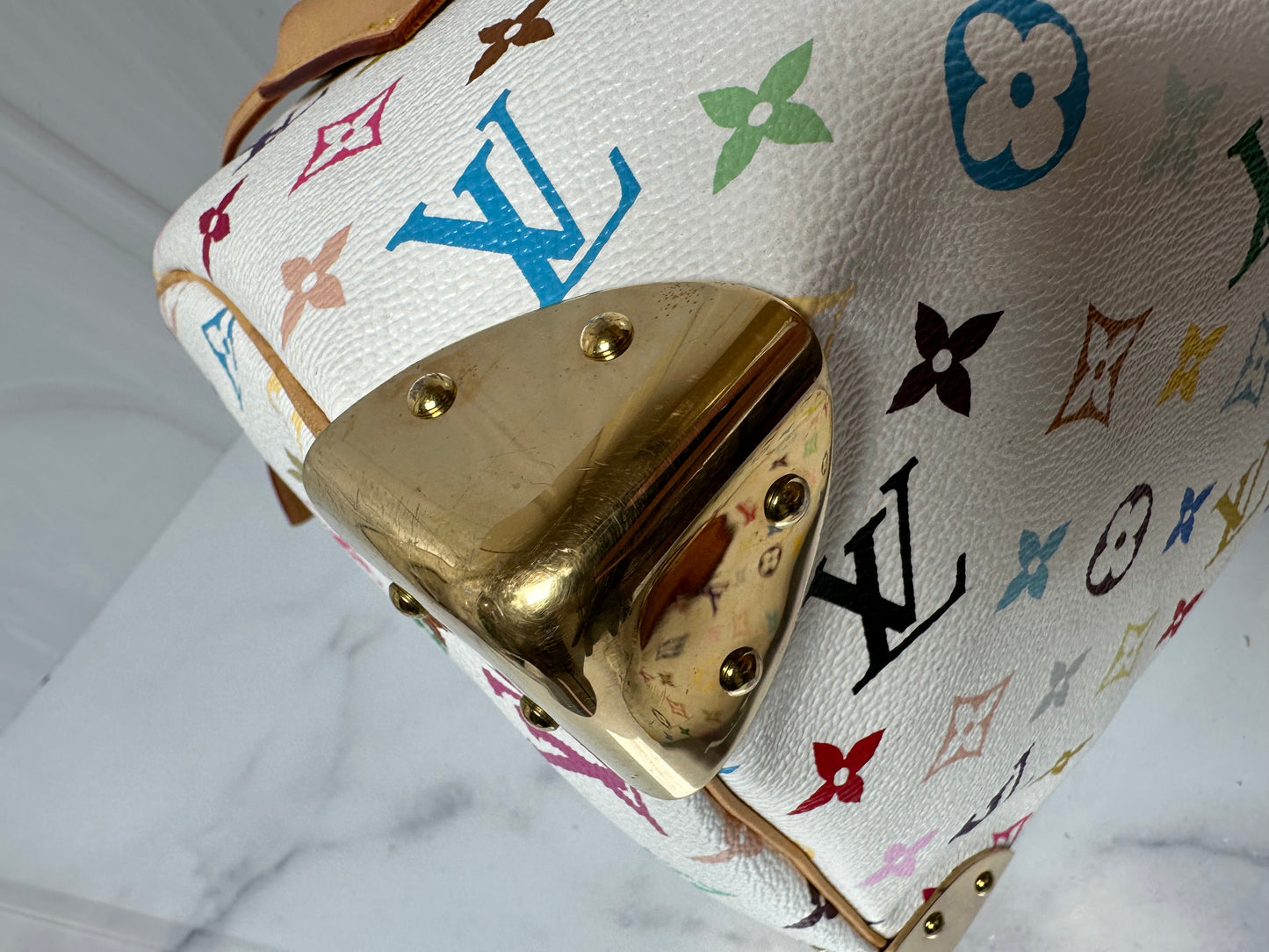 Pre-owned Louis Vuitton Speedy Murakami White