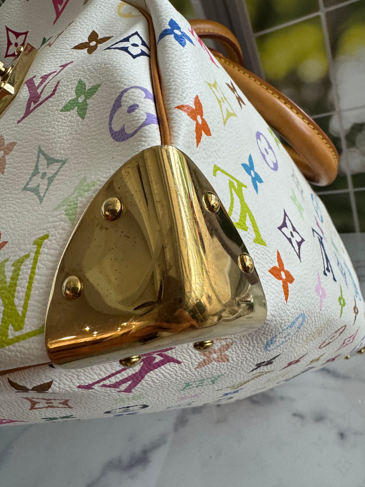 Pre-Owned Louis Vuitton Multicolor Speedy White