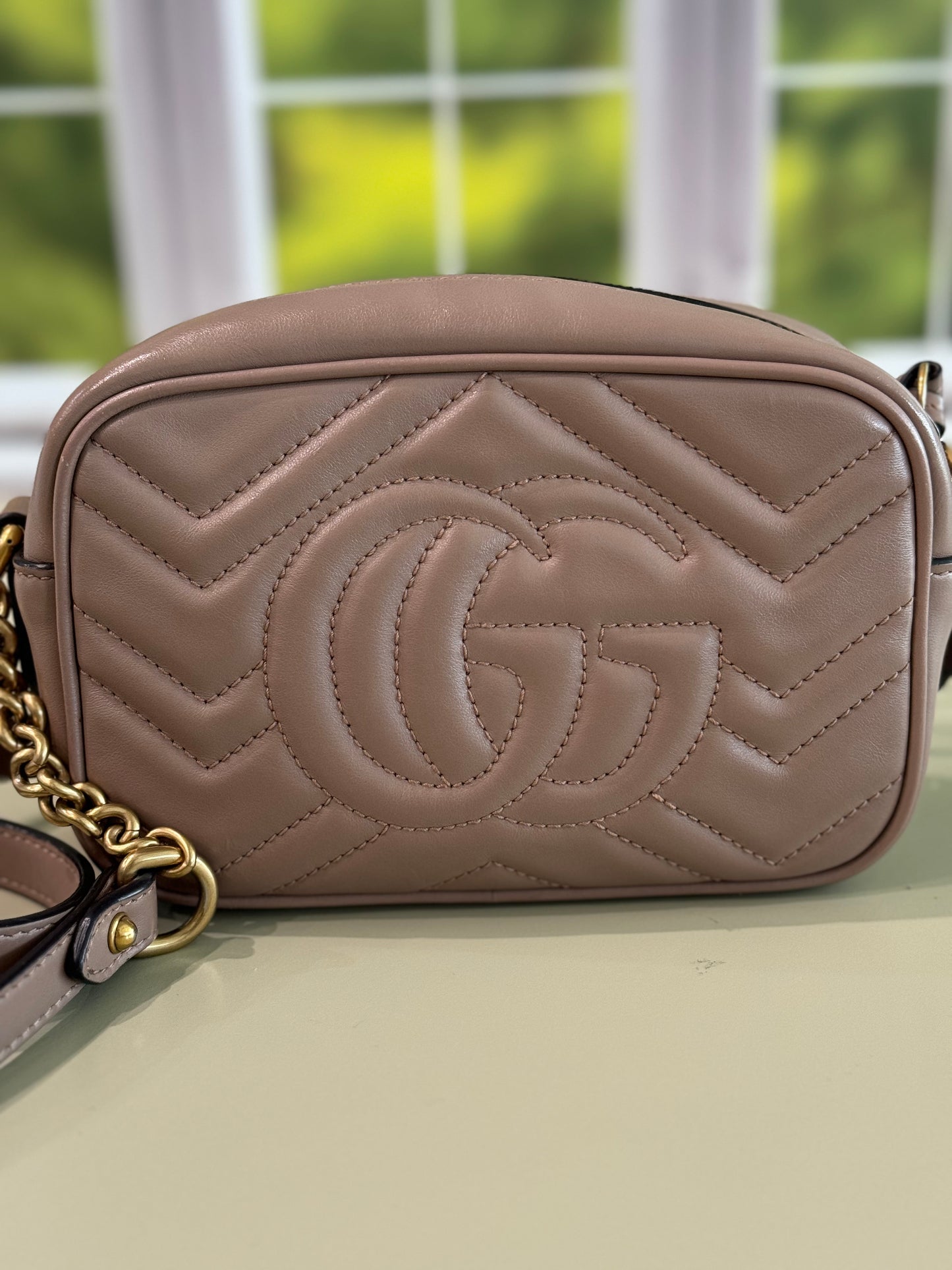 Preowned Gucci Marmont Mini Beige