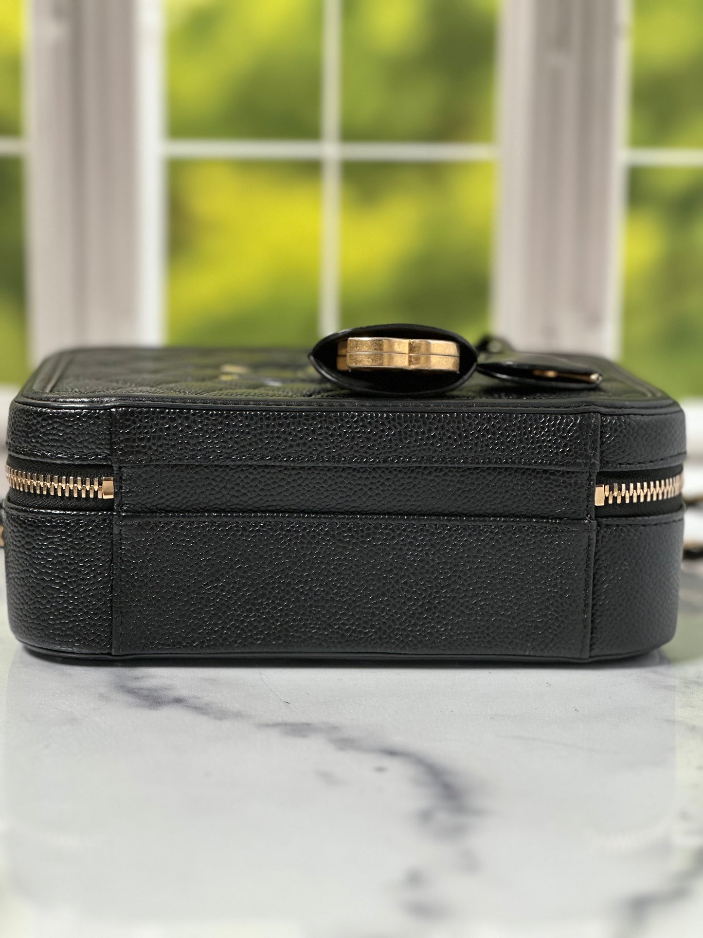 Preowned Filigree Vanity Case Medium Black GHW