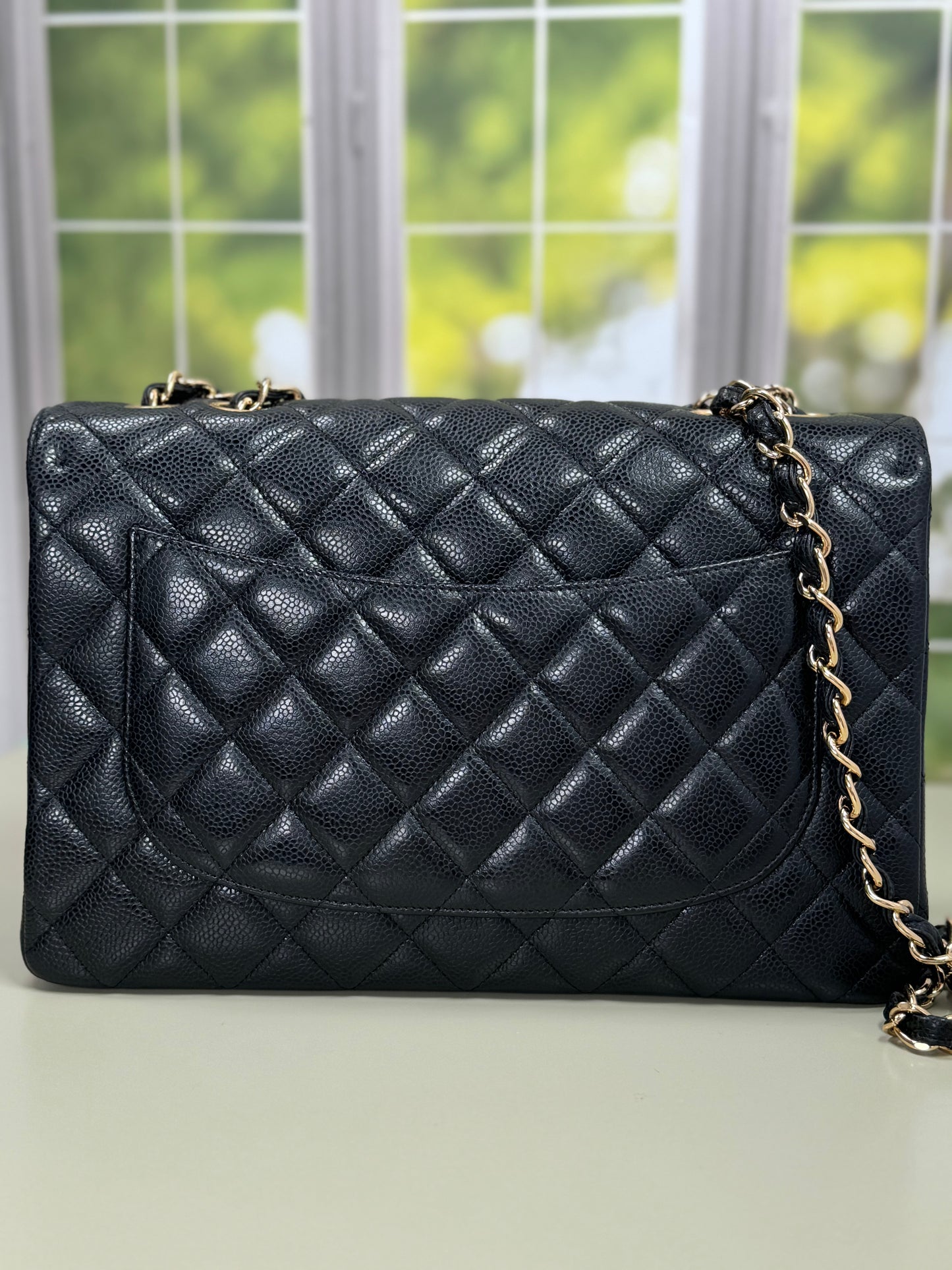 Preowned Chanel Jumbo Single Flap Caviar GHW