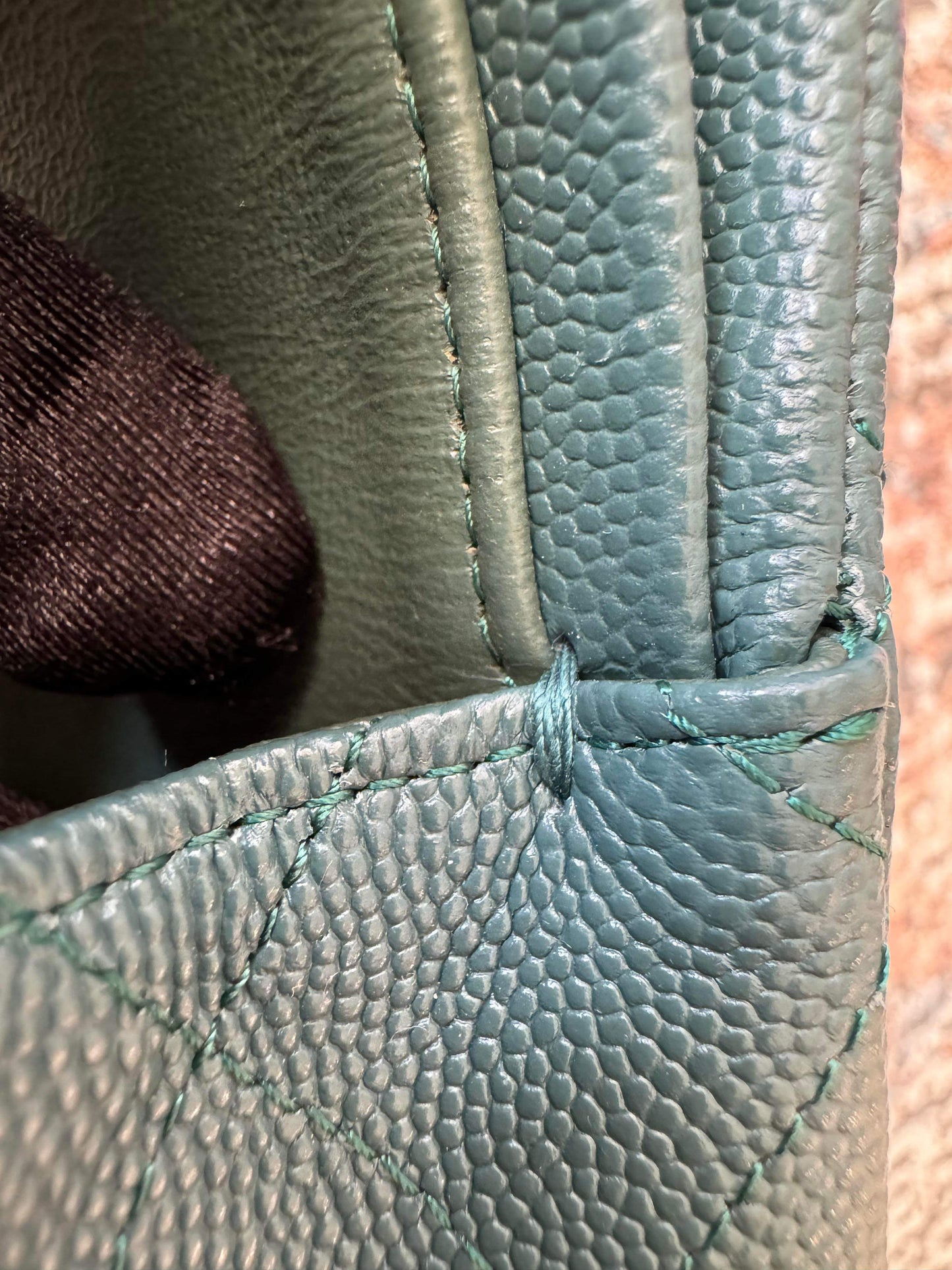 Preowned Chanel Small Caviar Iridescent Green