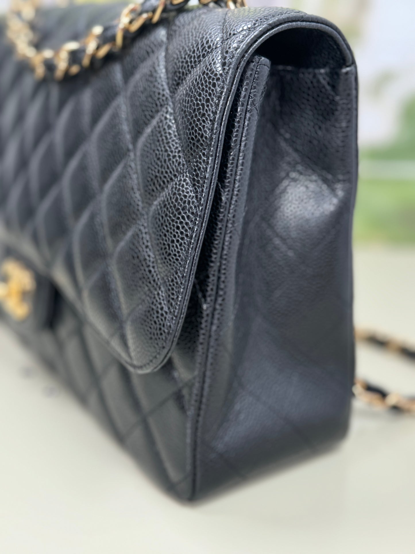 Preowned Chanel Jumbo Single Flap Caviar GHW