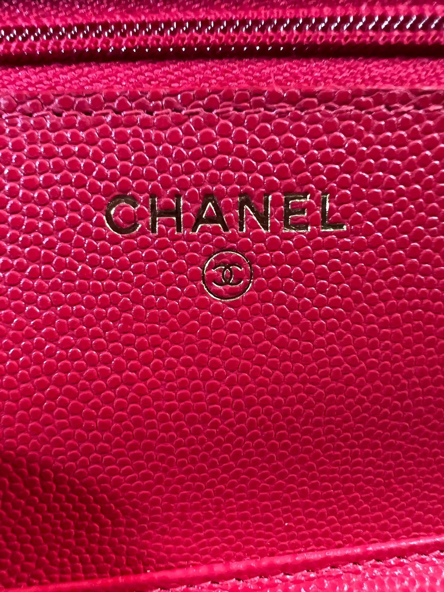 20C/Cruise 2020 SC-A33814 Chanel Timeless Classic Wallet on Chain WOC Quilted Red Caviar Caviar MSHLG/Metal Shiny Light Gold Hardware SN 28959065