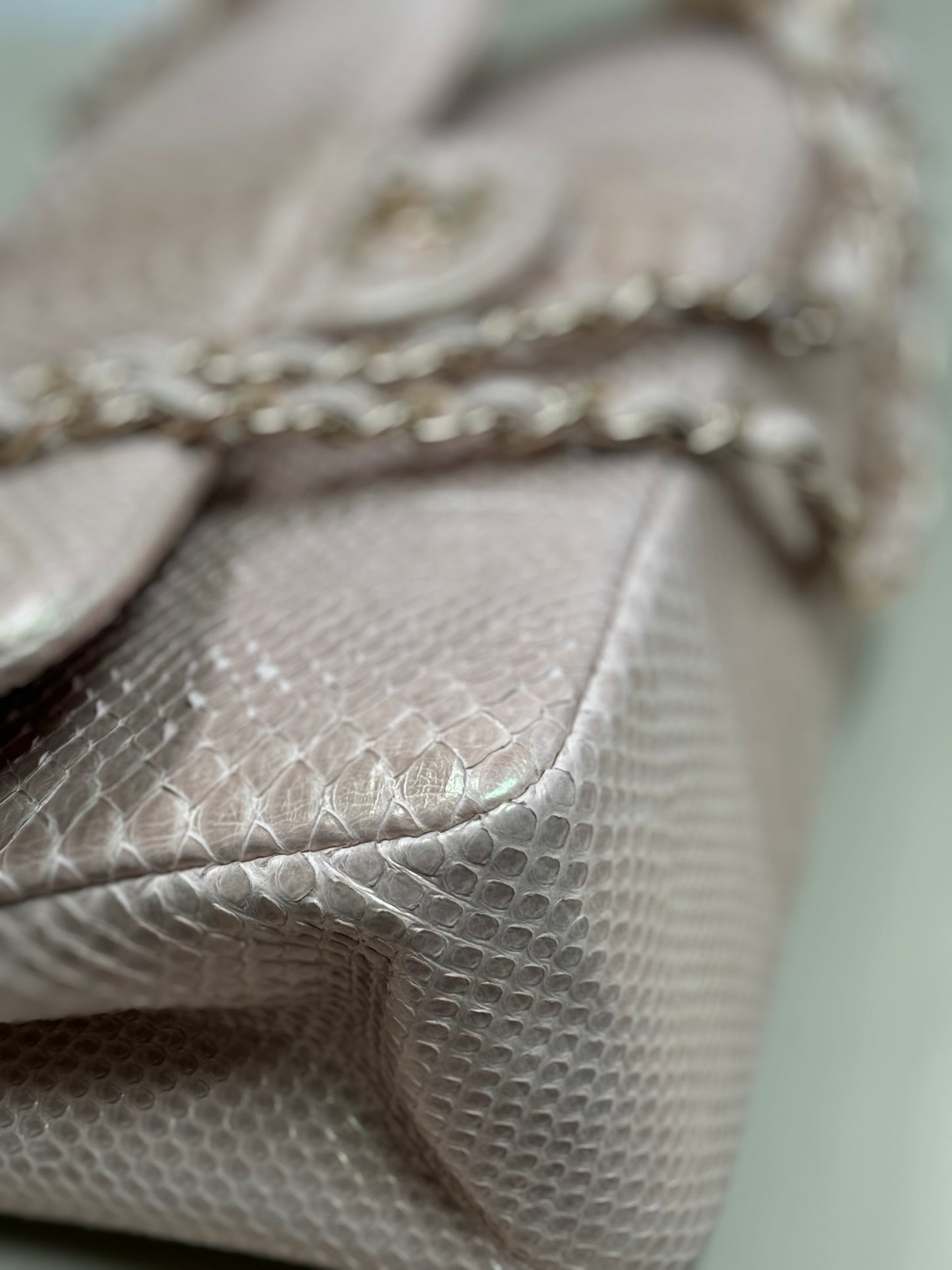 Preowned Chanel Jumbo Python GHW