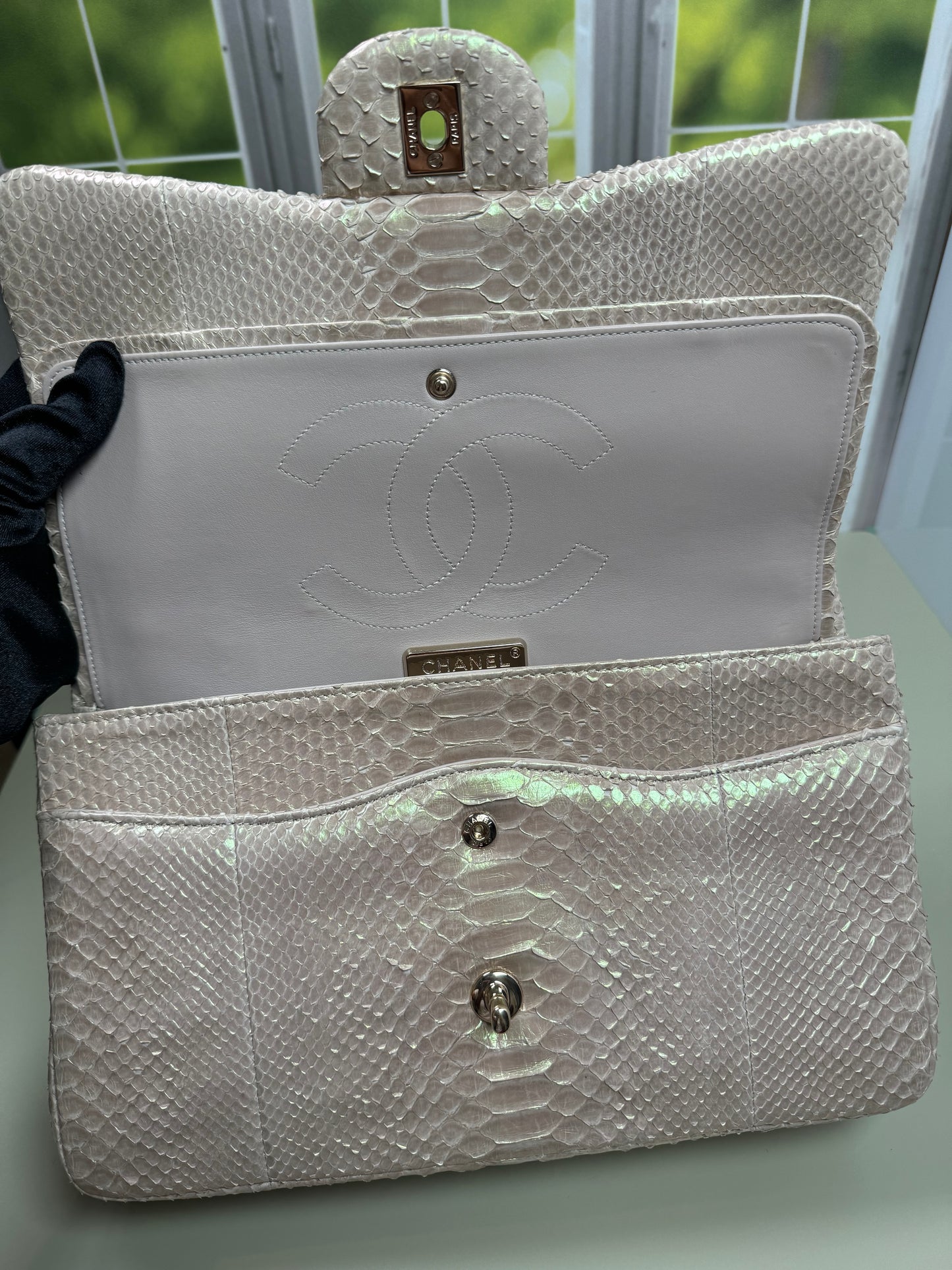 Preowned Chanel Jumbo Python GHW