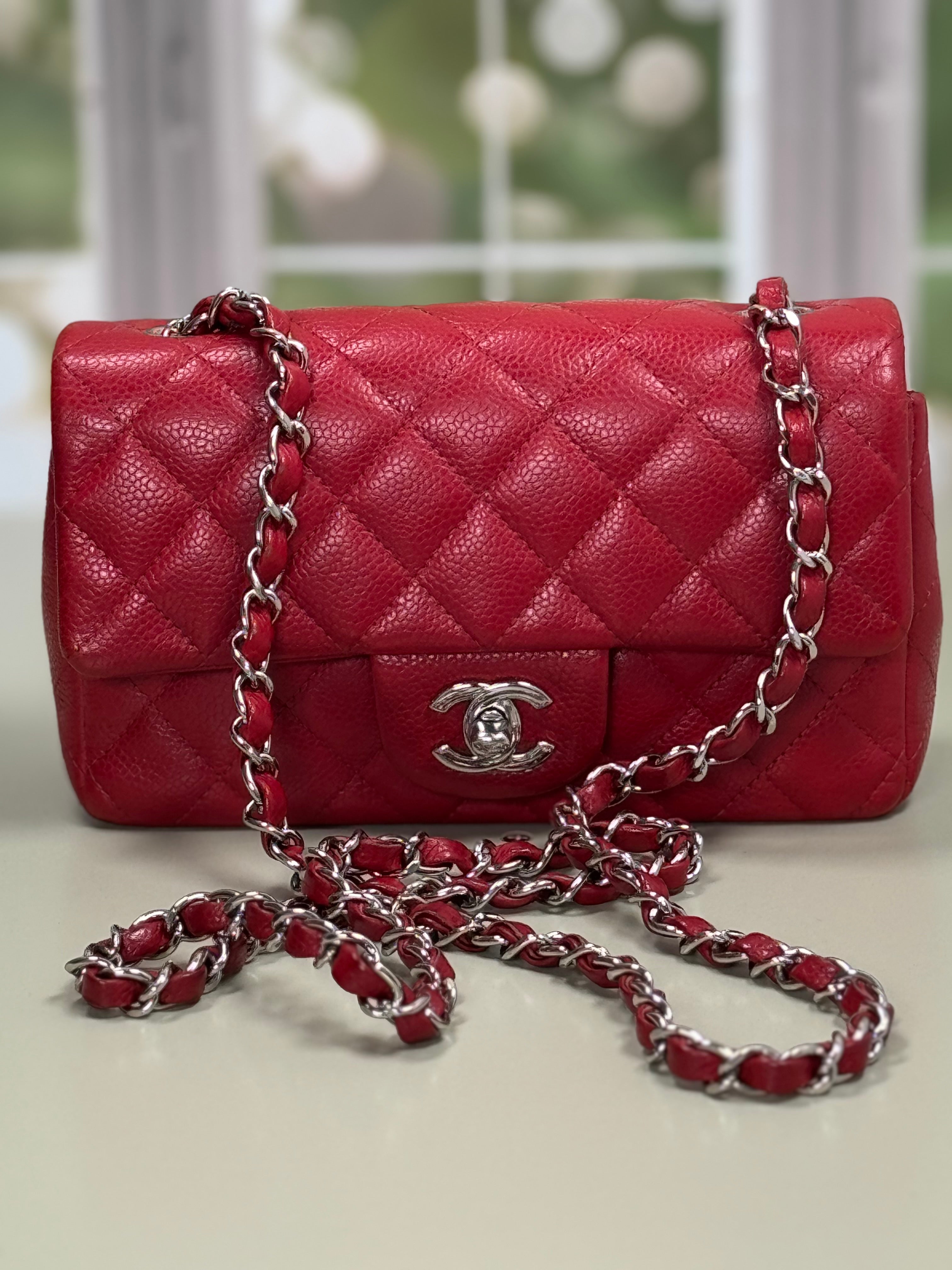 Preowned Chanel Mini Rectangular Red Caviar Trade and Steal LLC