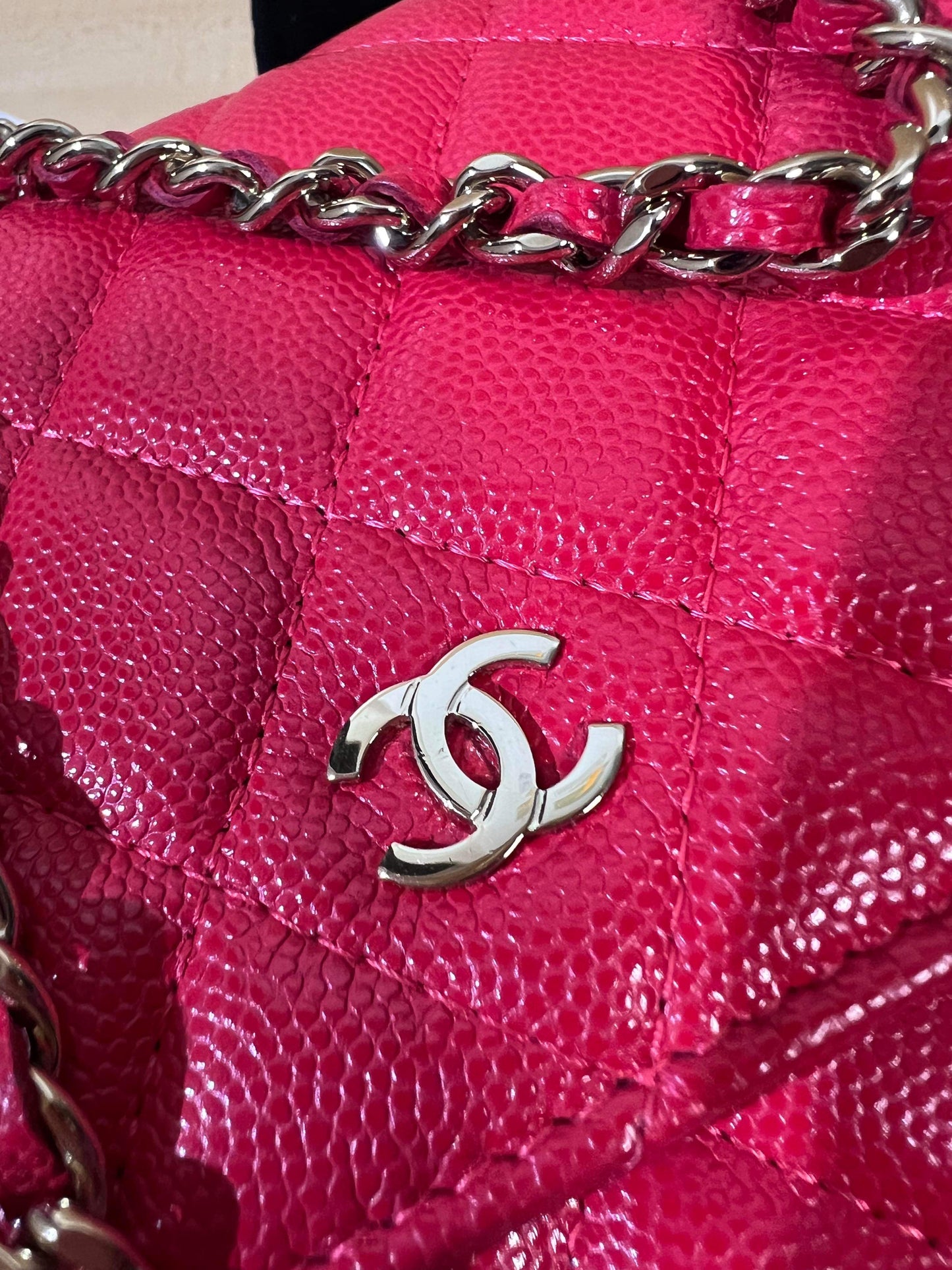 20C/Cruise 2020 SC-A33814 Chanel Timeless Classic Wallet on Chain WOC Quilted Red Caviar Caviar MSHLG/Metal Shiny Light Gold Hardware SN 28959065