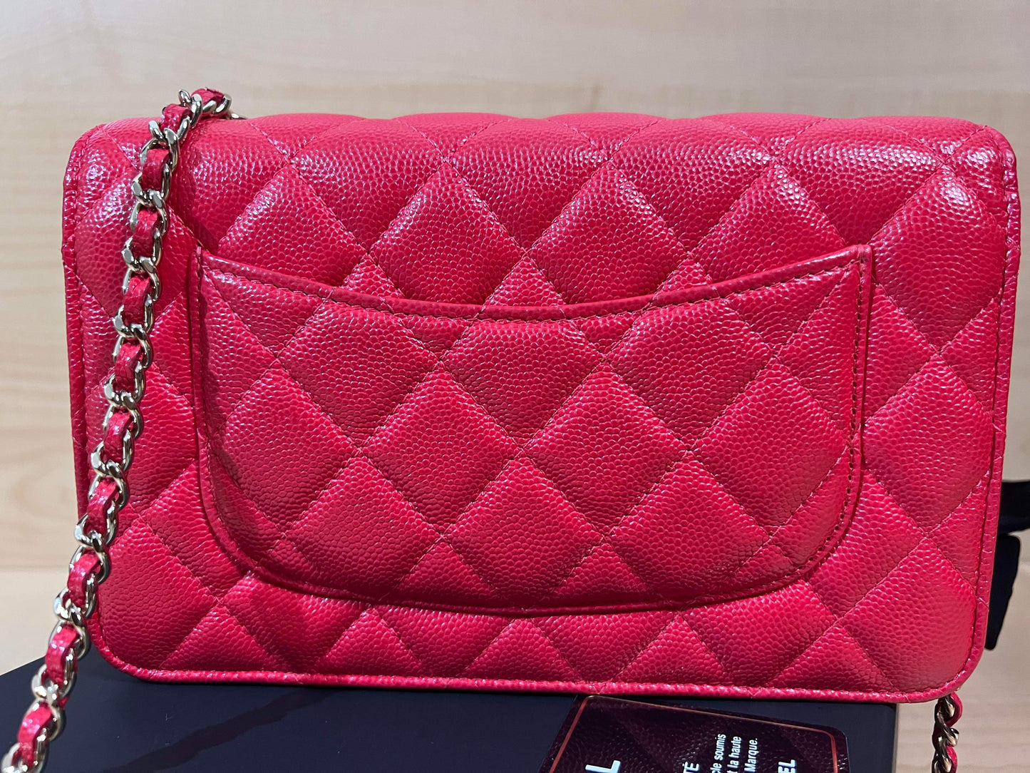 20C/Cruise 2020 SC-A33814 Chanel Timeless Classic Wallet on Chain WOC Quilted Red Caviar Caviar MSHLG/Metal Shiny Light Gold Hardware SN 28959065