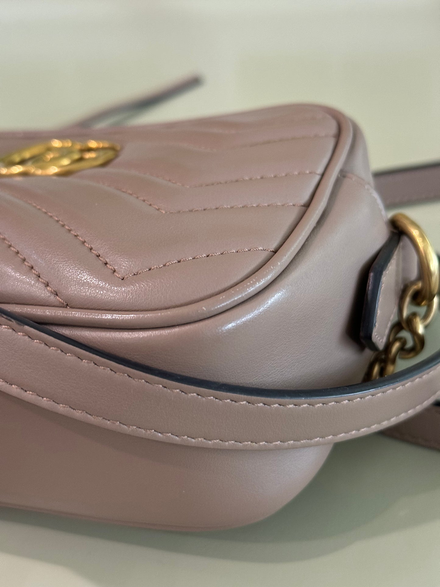 Preowned Gucci Marmont Mini Beige