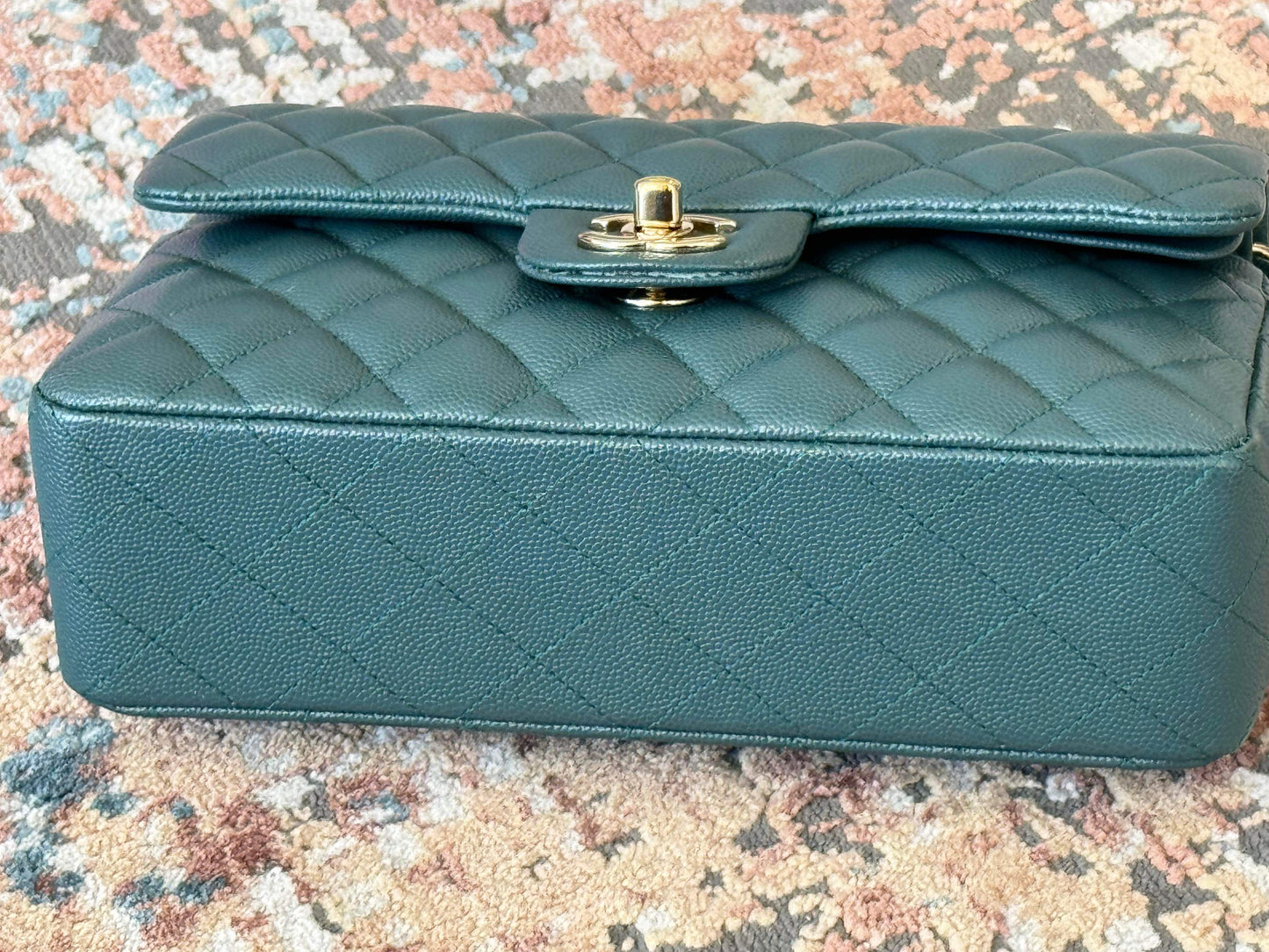 Preowned Chanel Small Caviar Iridescent Green